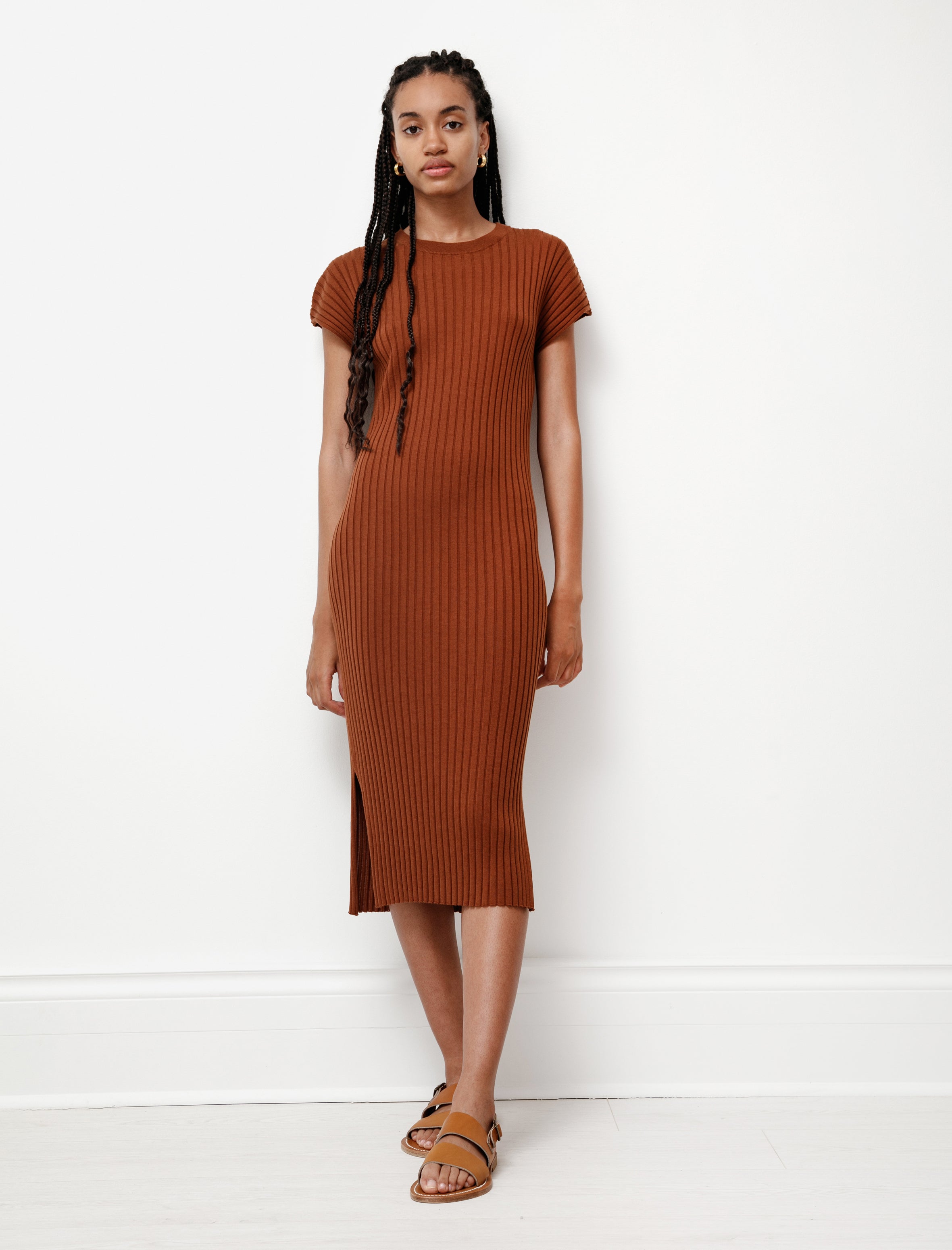 Studio Nicholson Pretoria Silk Cotton Knit Dress Brick