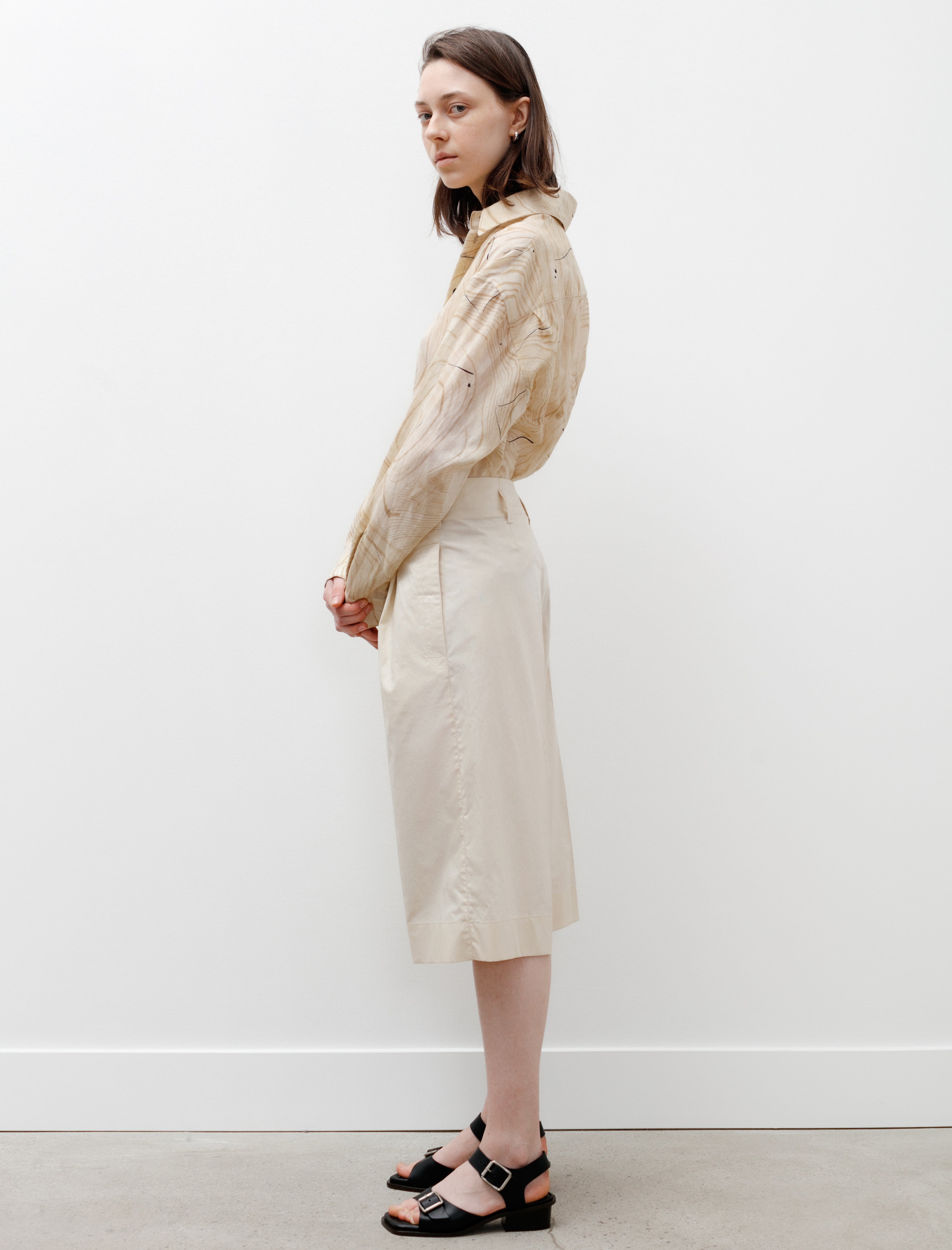 Lemaire Large Pleated Shorts Cream