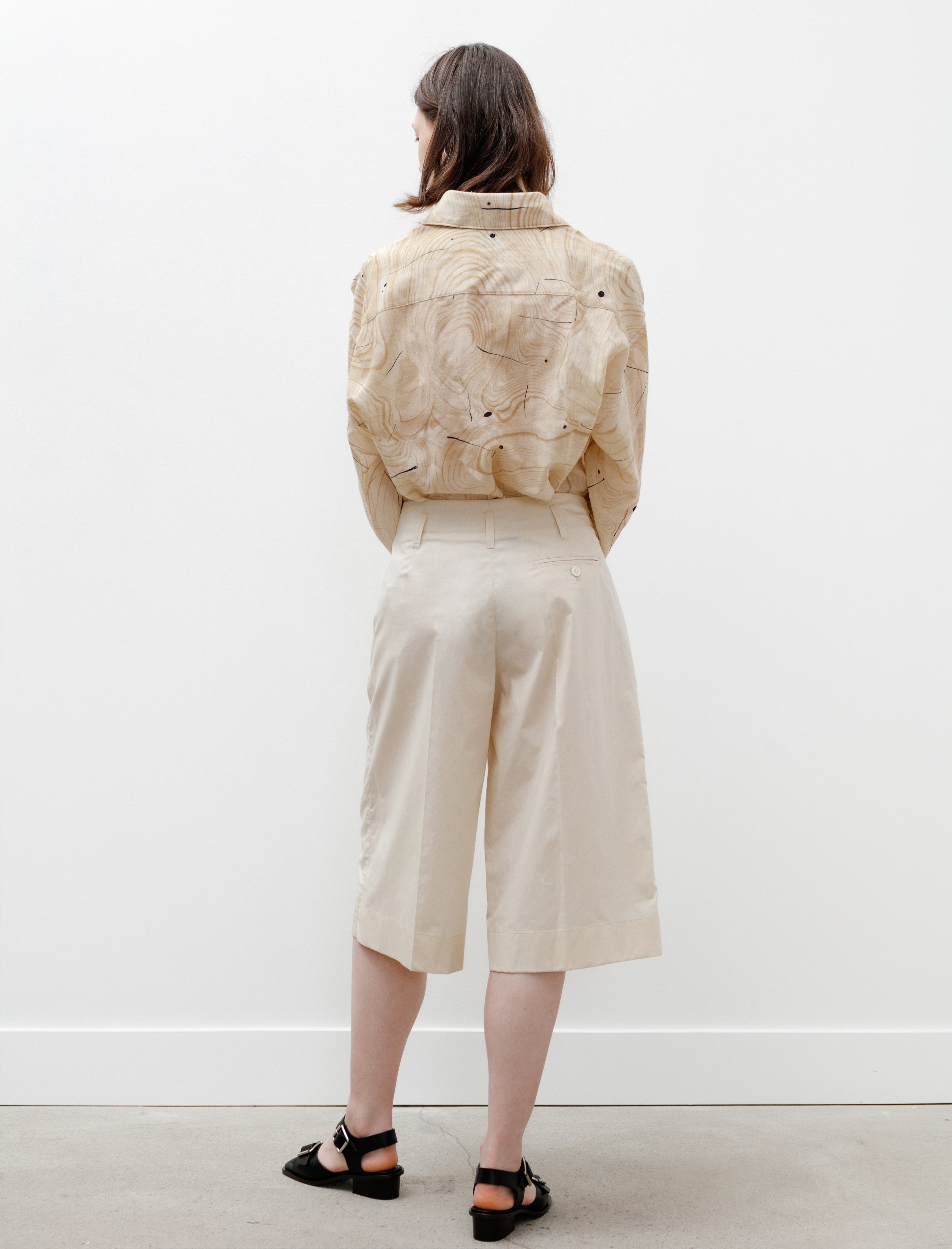 Lemaire Large Pleated Shorts Cream