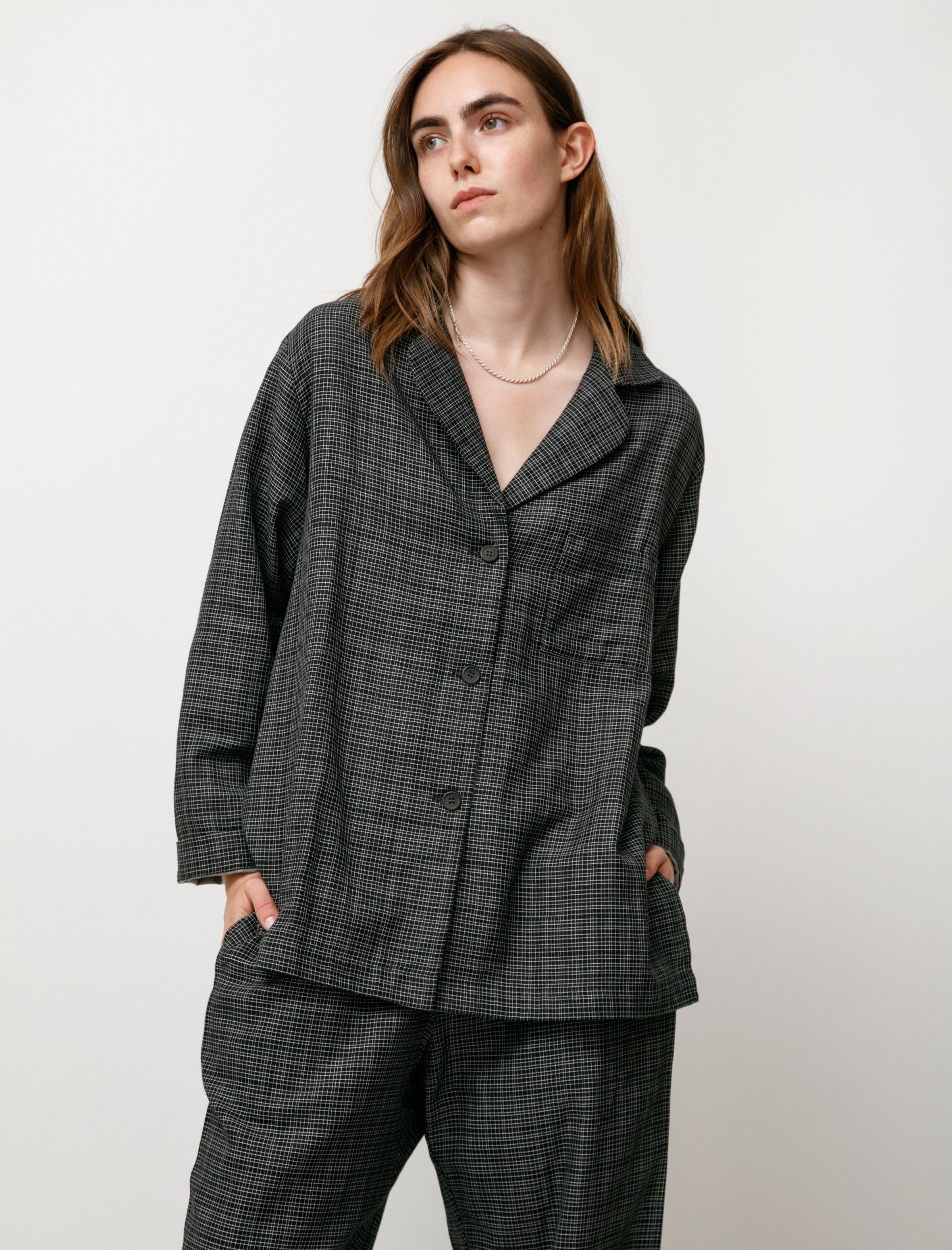 Rest Sleepwear Women's Pyjama Set Black Grid Plaid