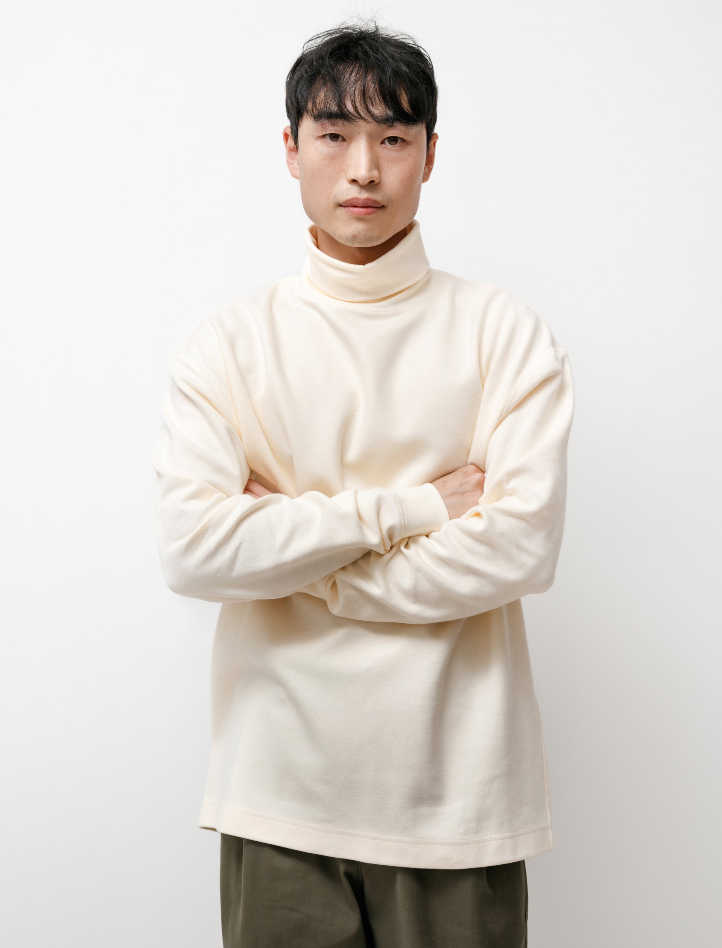 Archie Turtleneck Knit Jersey Ecru