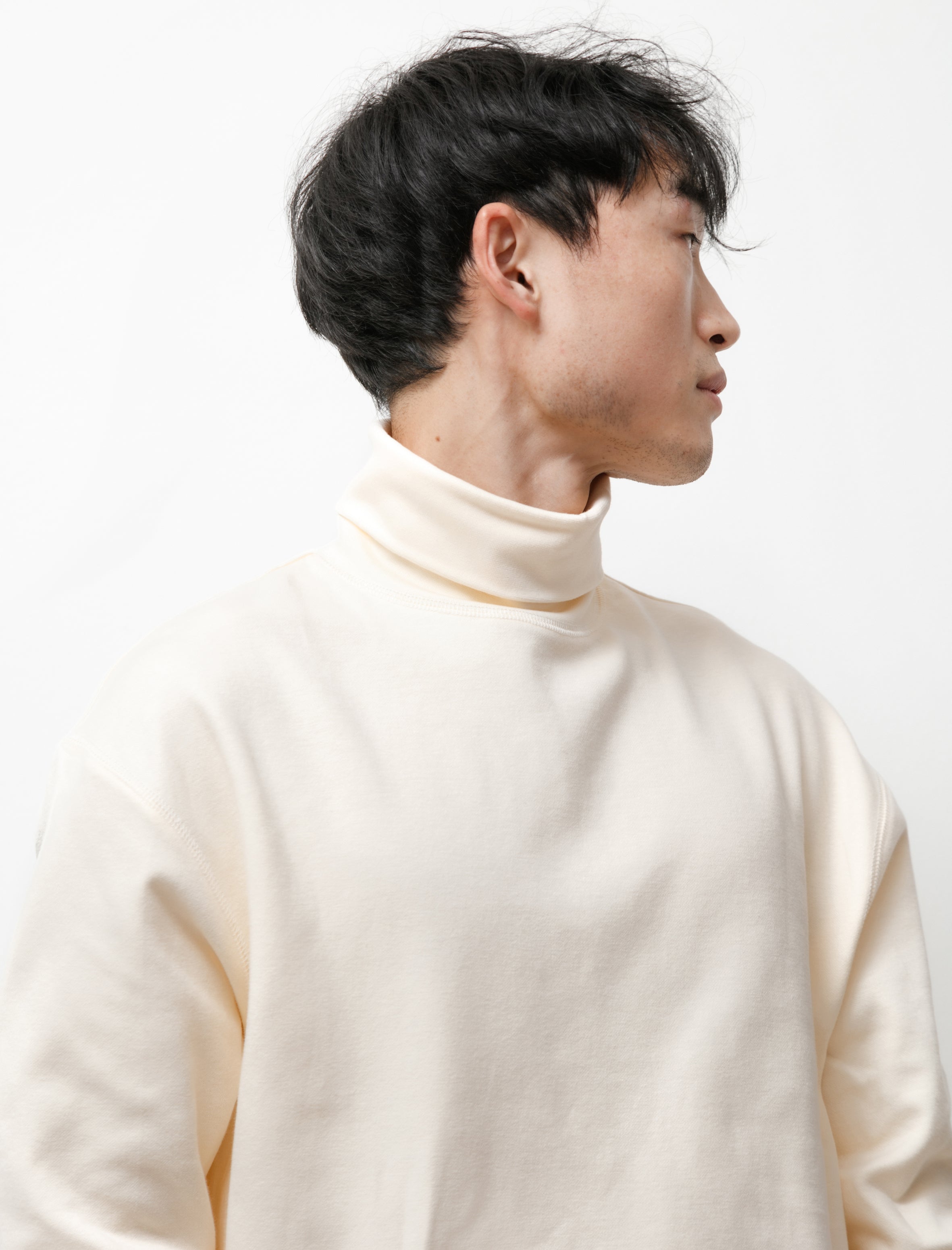 Archie Turtleneck Knit Jersey Ecru