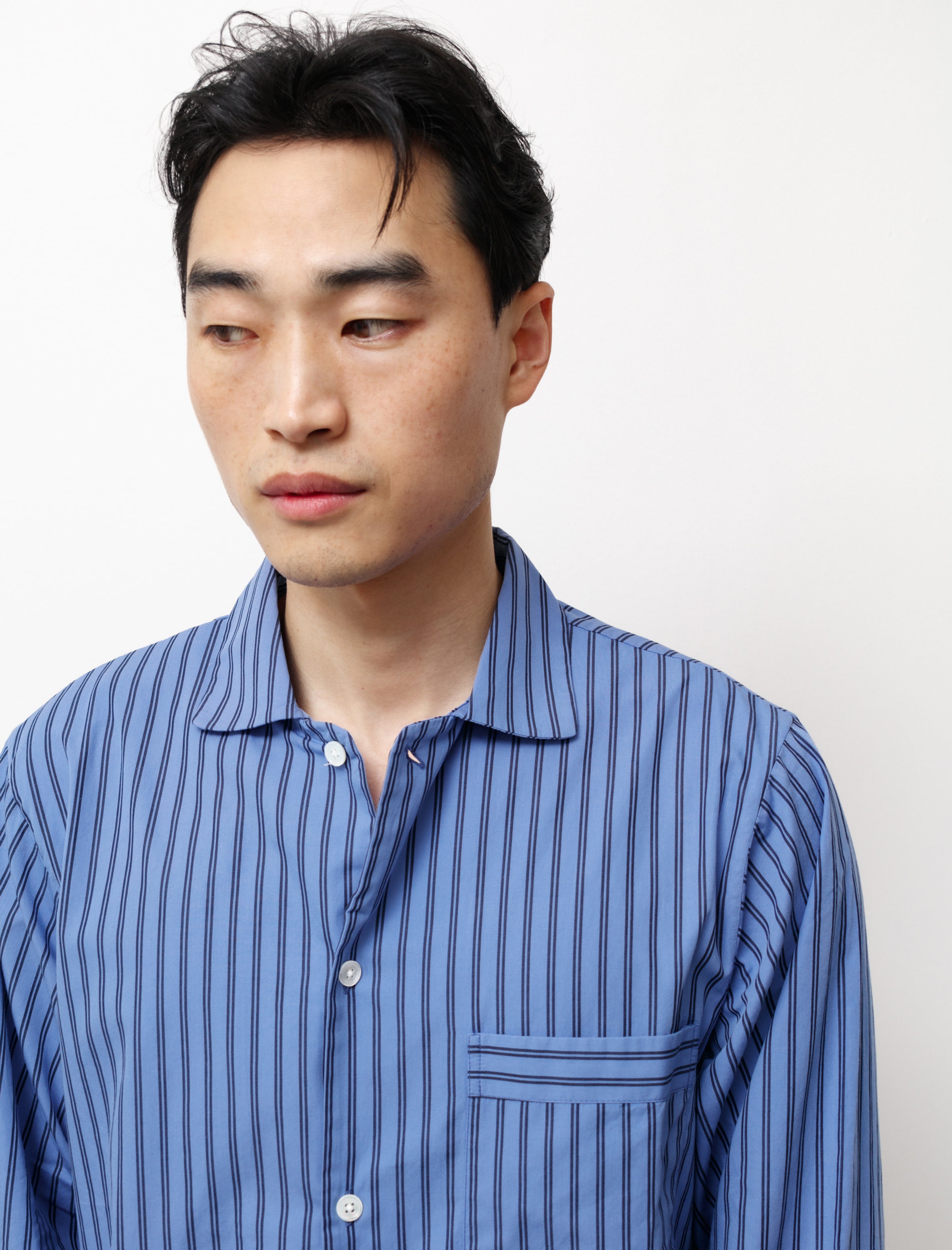 Tekla Poplin Pyjamas Shirt Boro Stripes