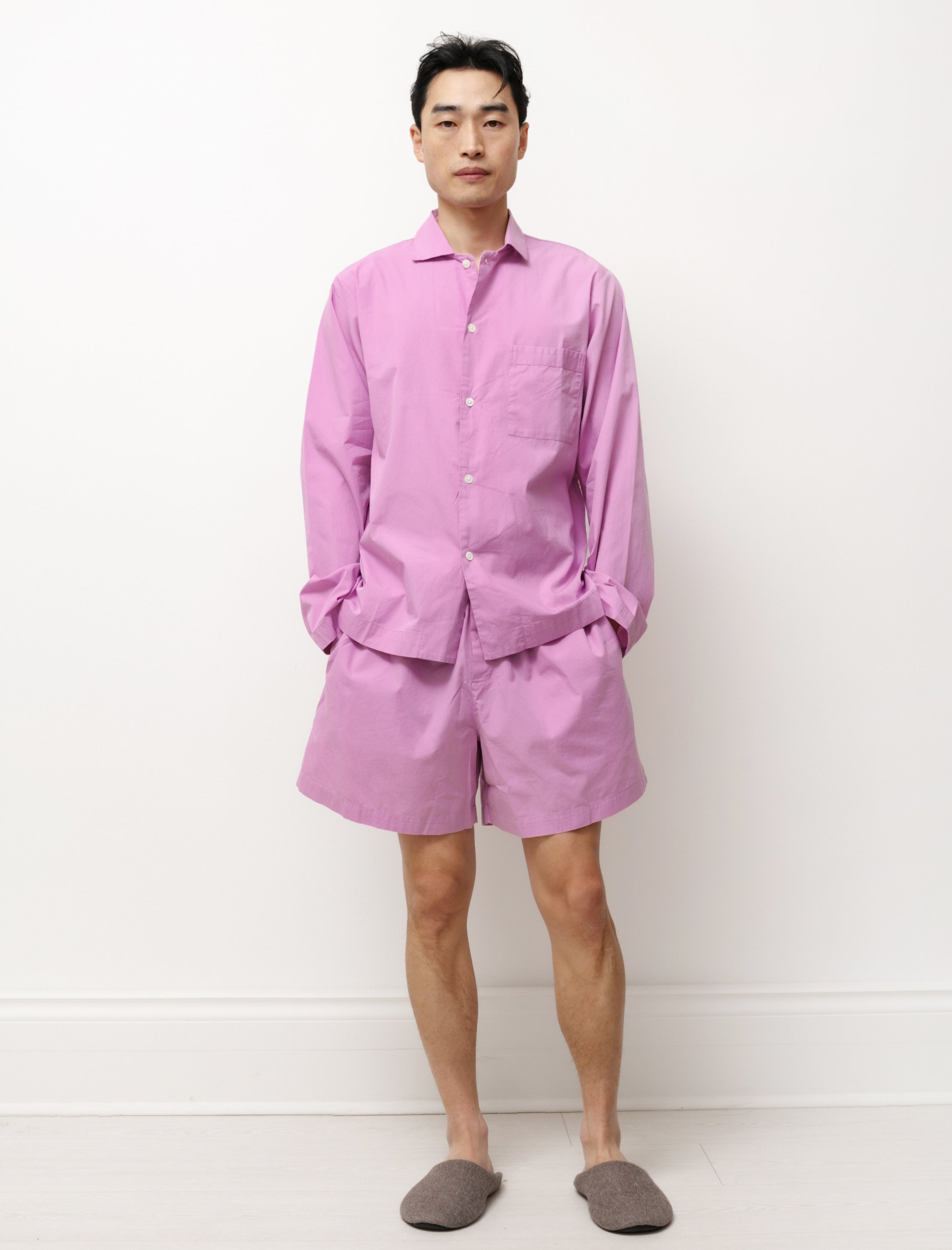 Tekla Poplin Shorts Purple Pink