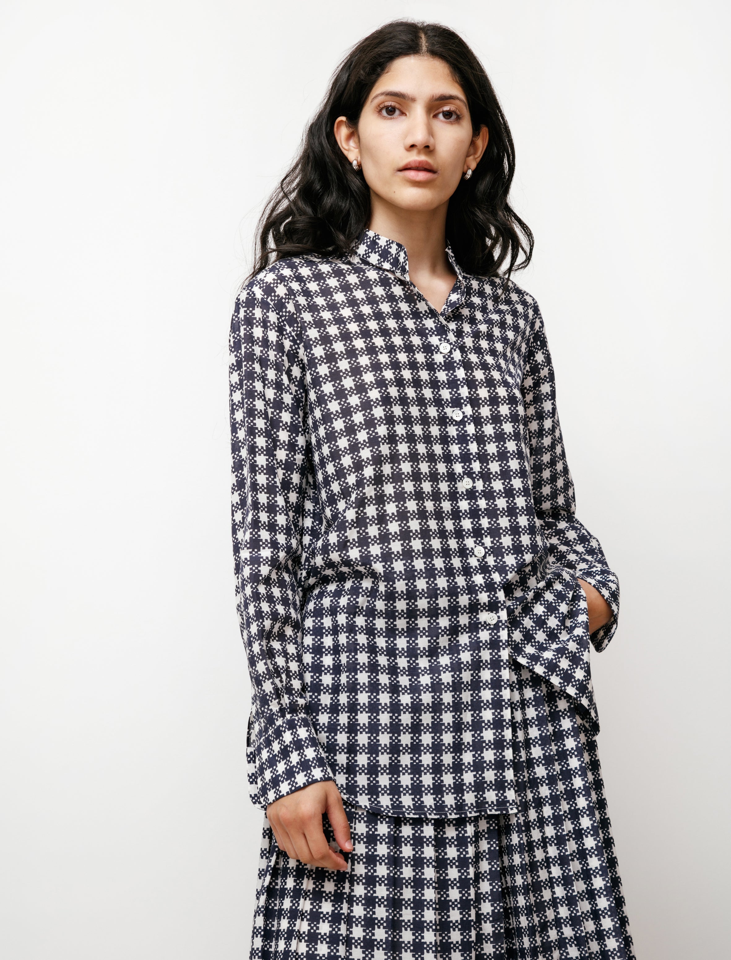 Sara Lanzi Oversize Shirt Blue Check