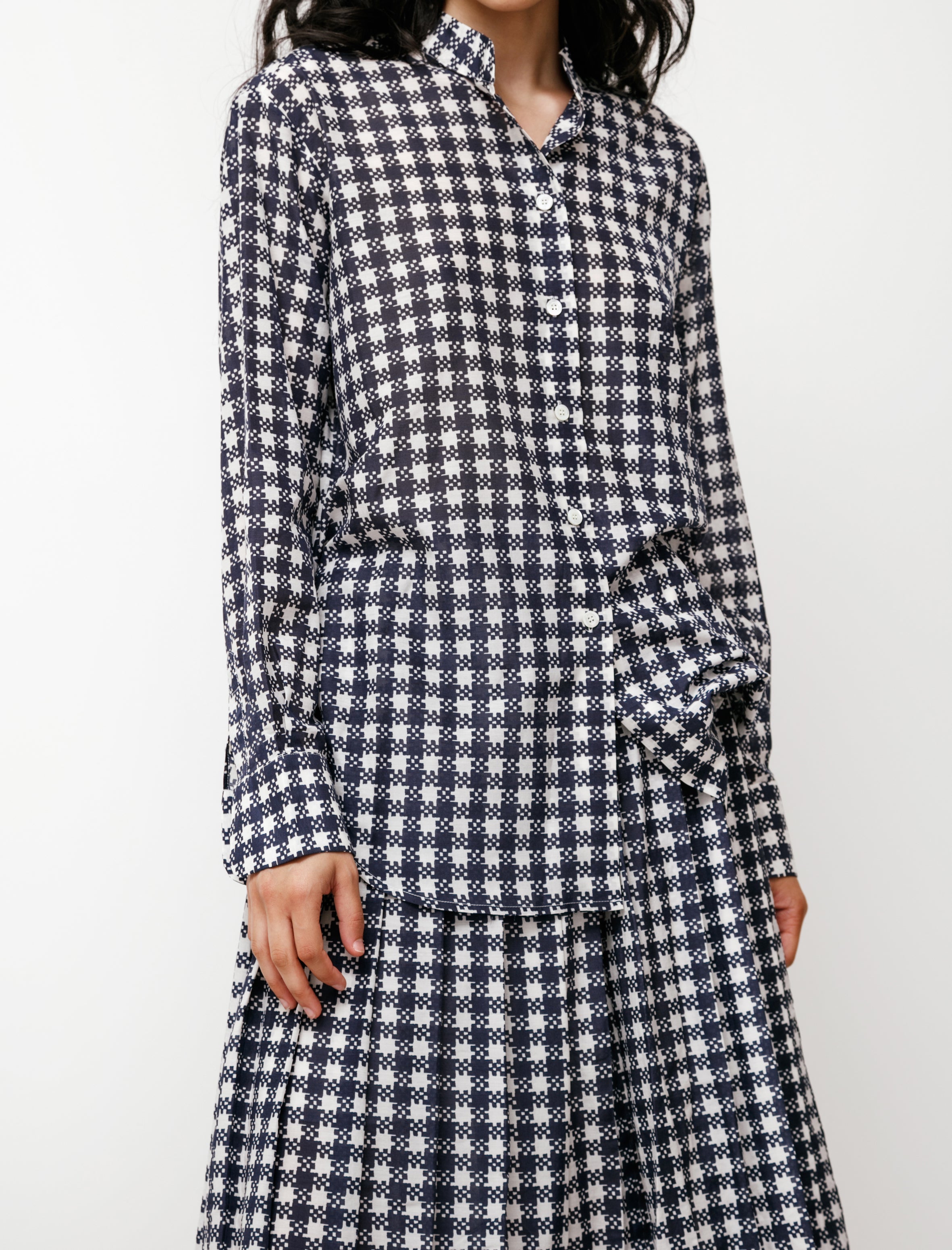 Sara Lanzi Oversize Shirt Blue Check