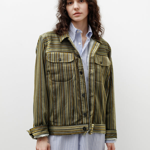 Camiel Fortgens Denim Jacket Velour Multi Green Stripe – Neighbour