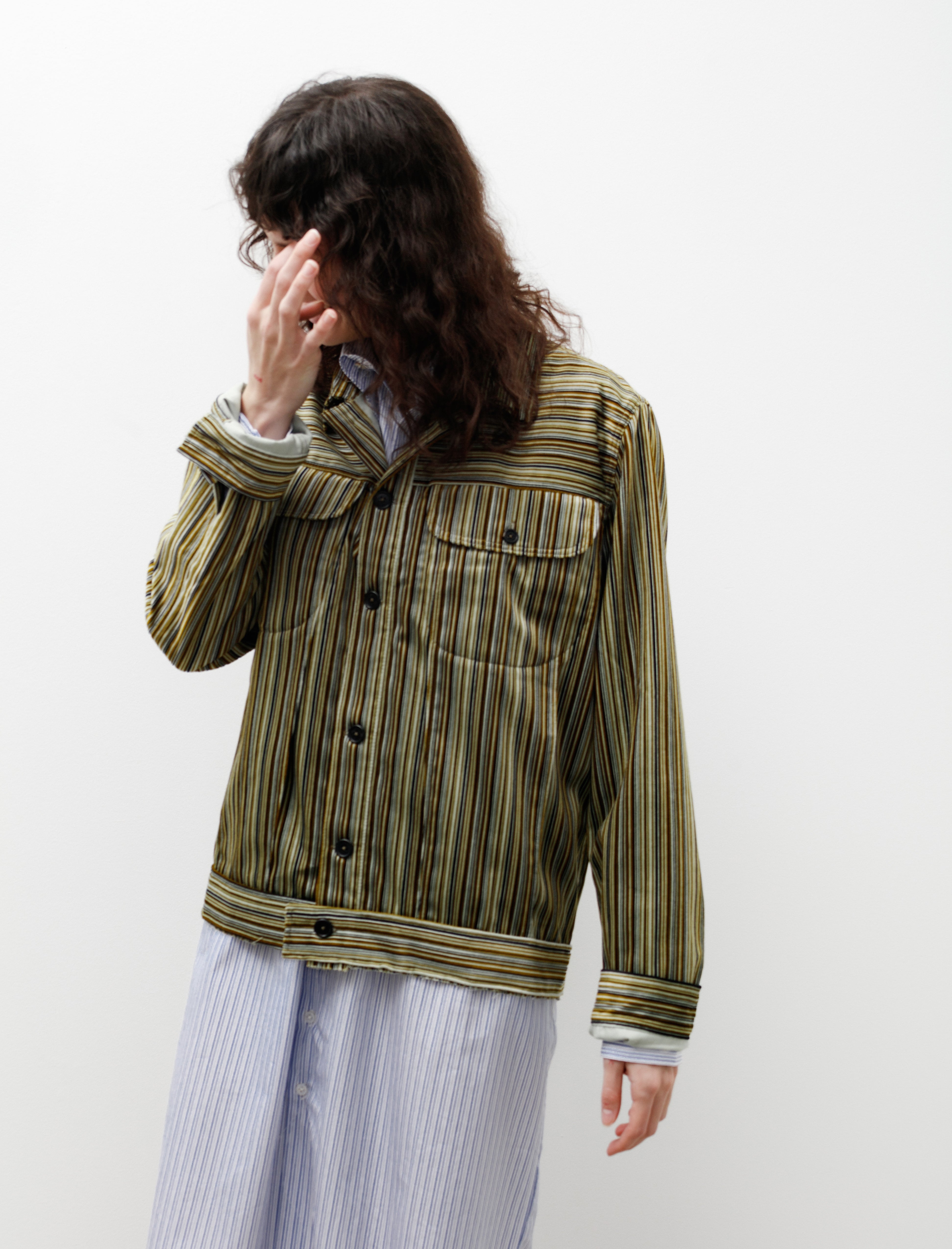 Camiel Fortgens Denim Jacket Velour Multi Green Stripe