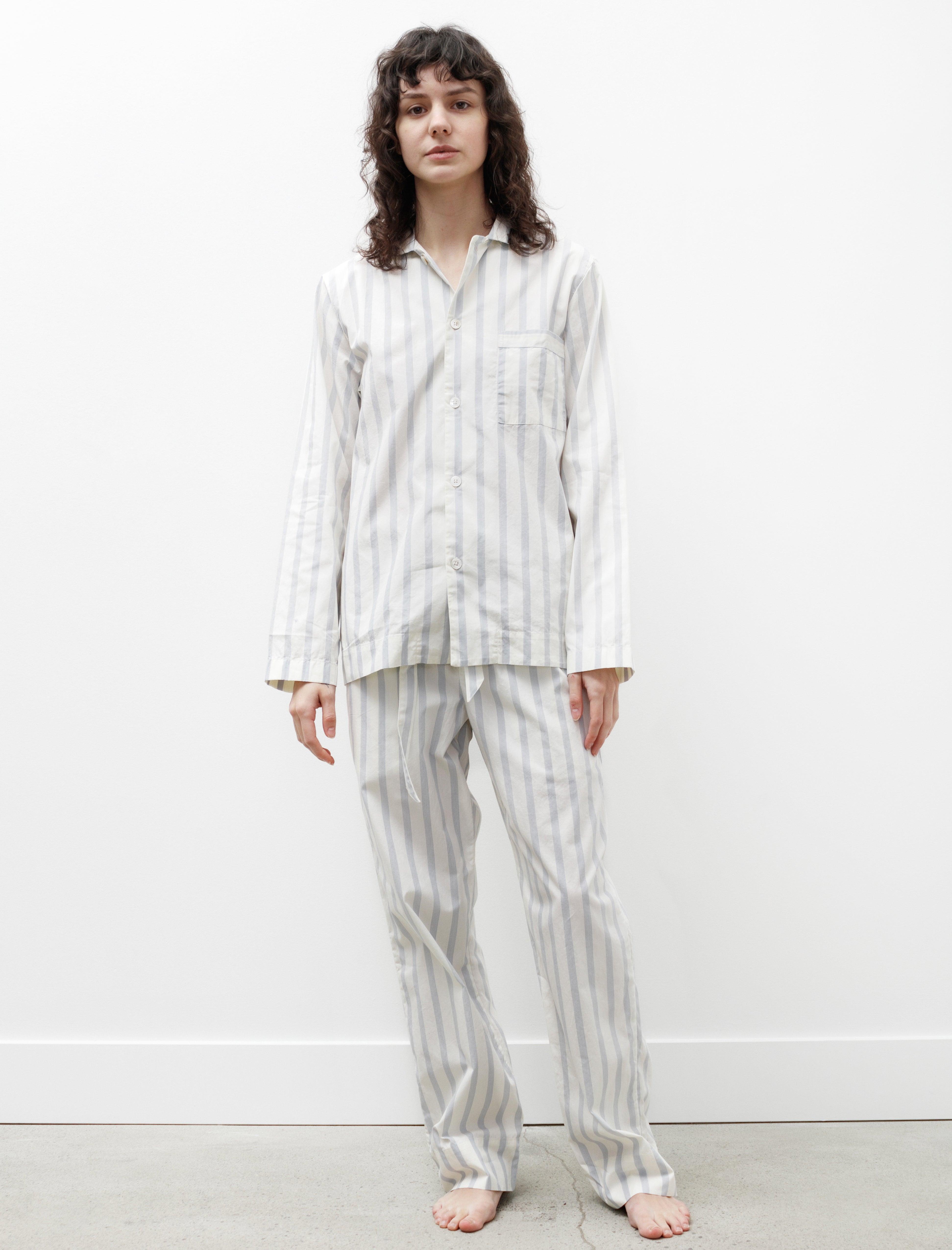 Tekla Poplin Pyjama Pants Needle Stripes