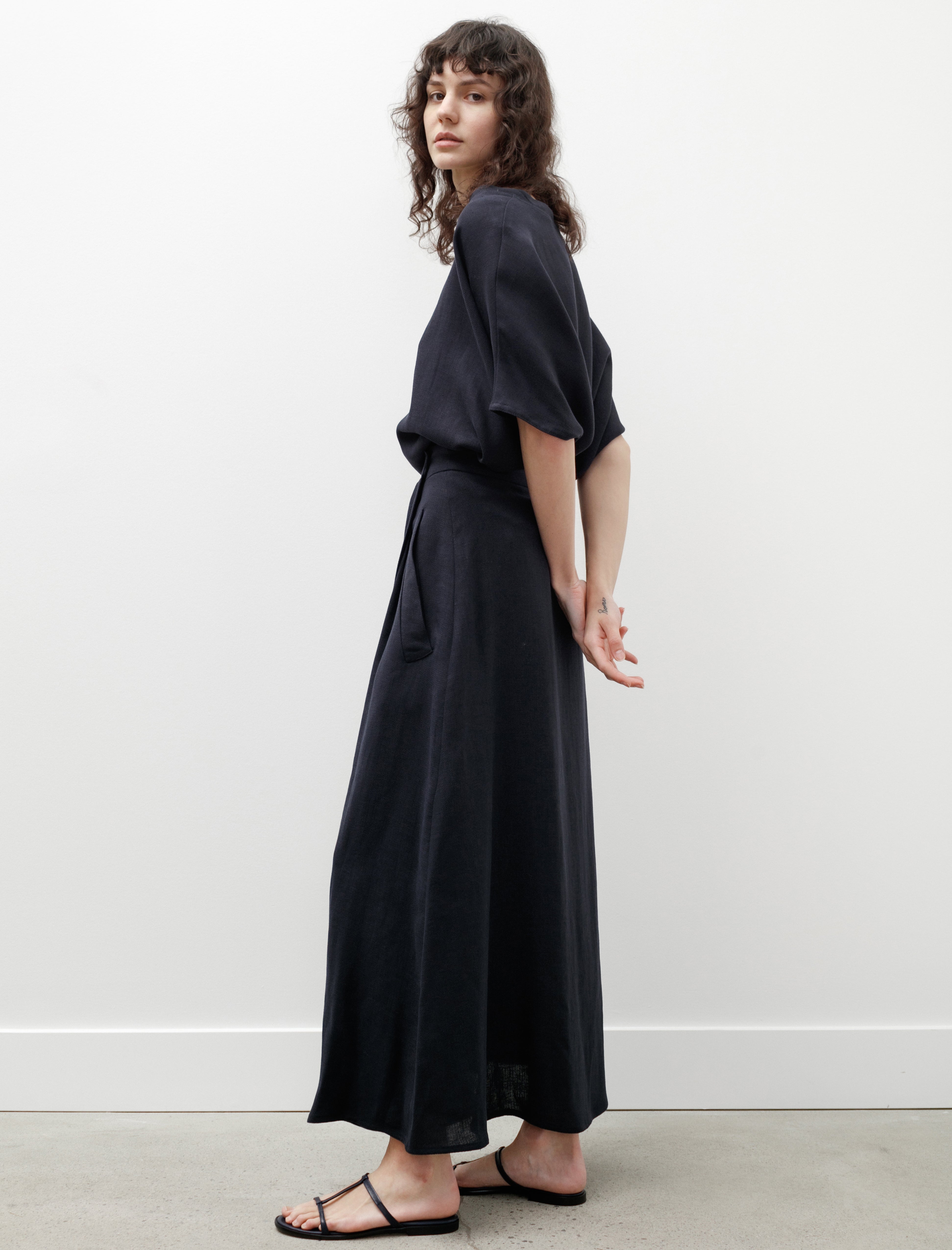 Dusan Long Skirt Linen Navy