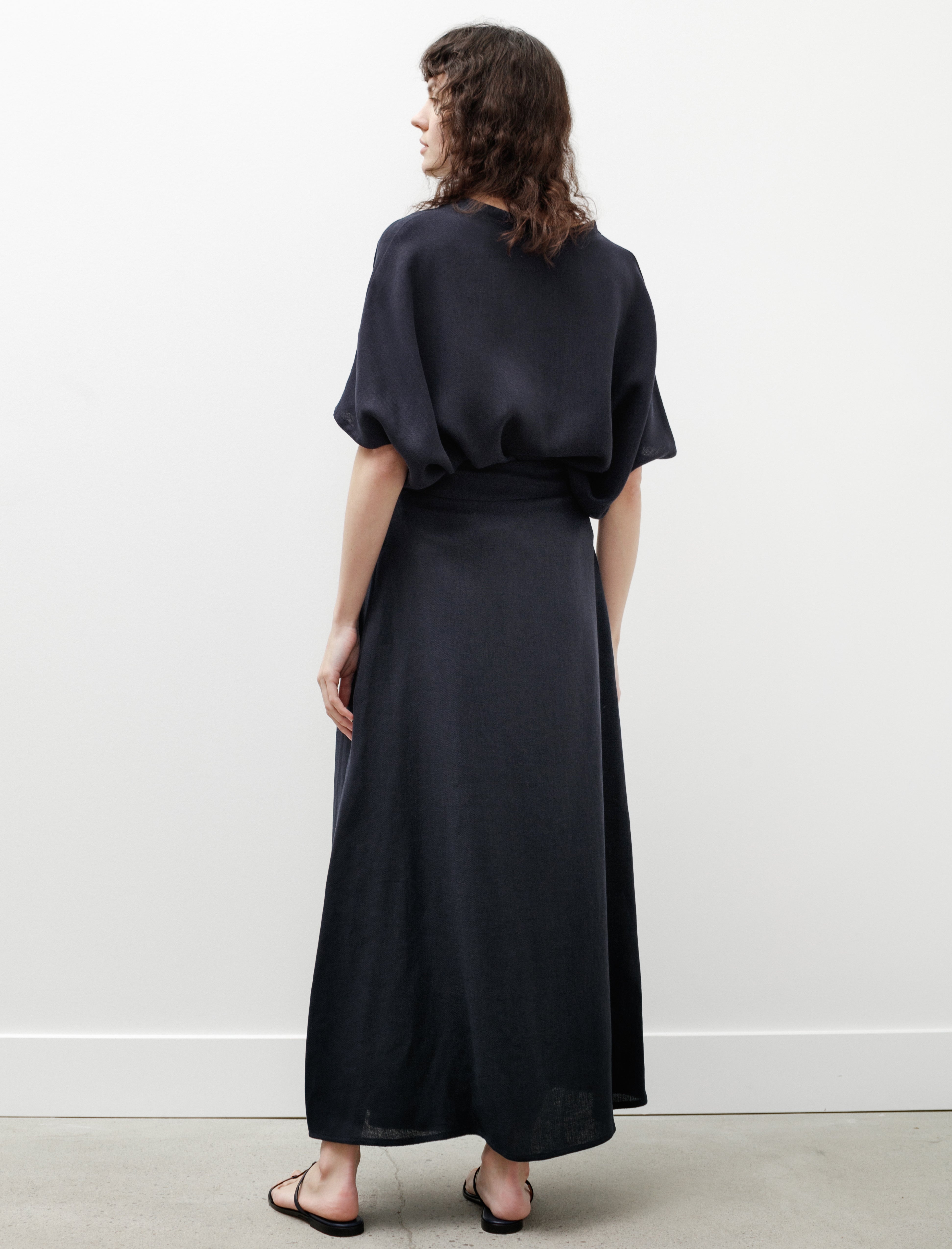 Dusan Long Skirt Linen Navy