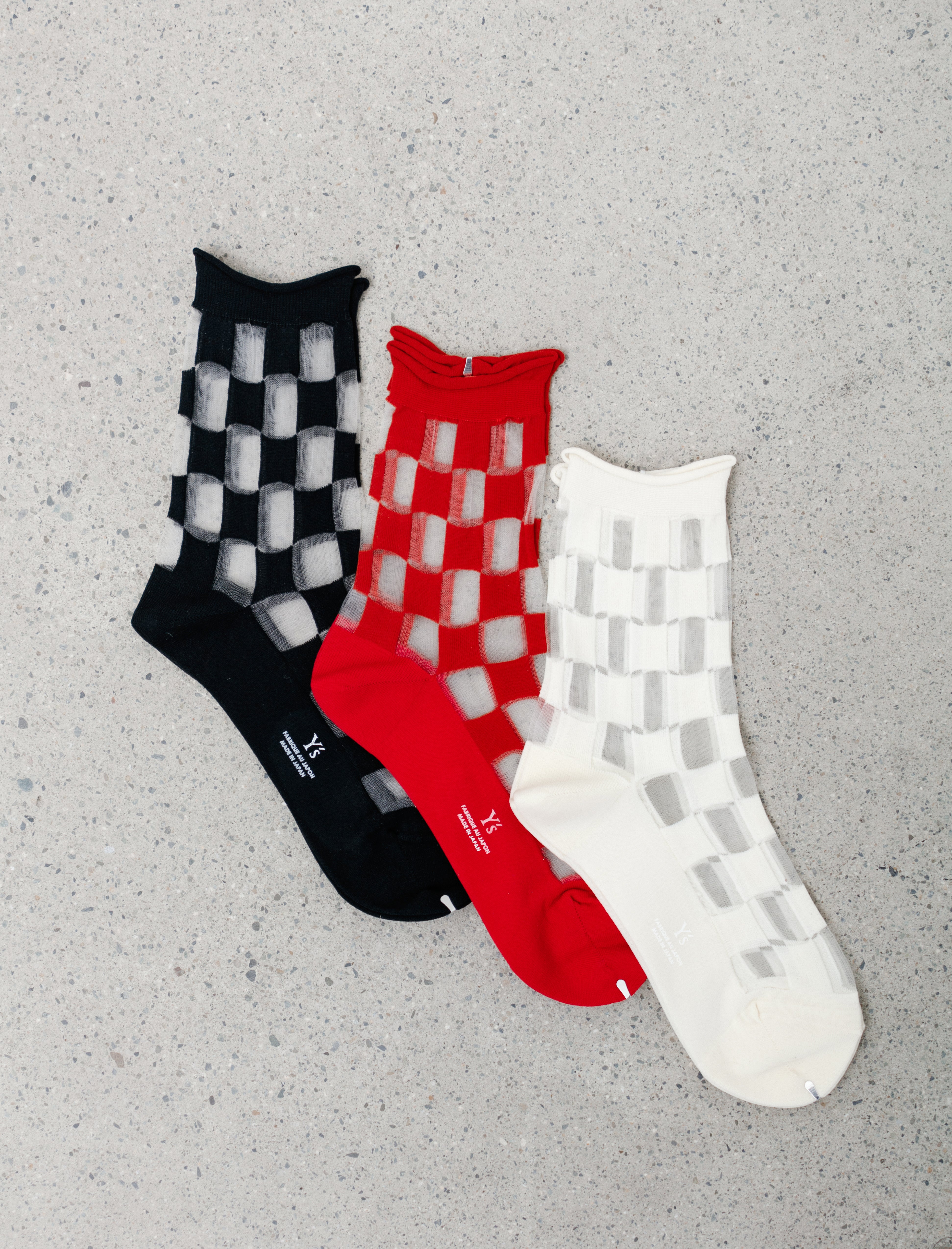 Y's by Yohji Yamamoto Sheer Checker Socks