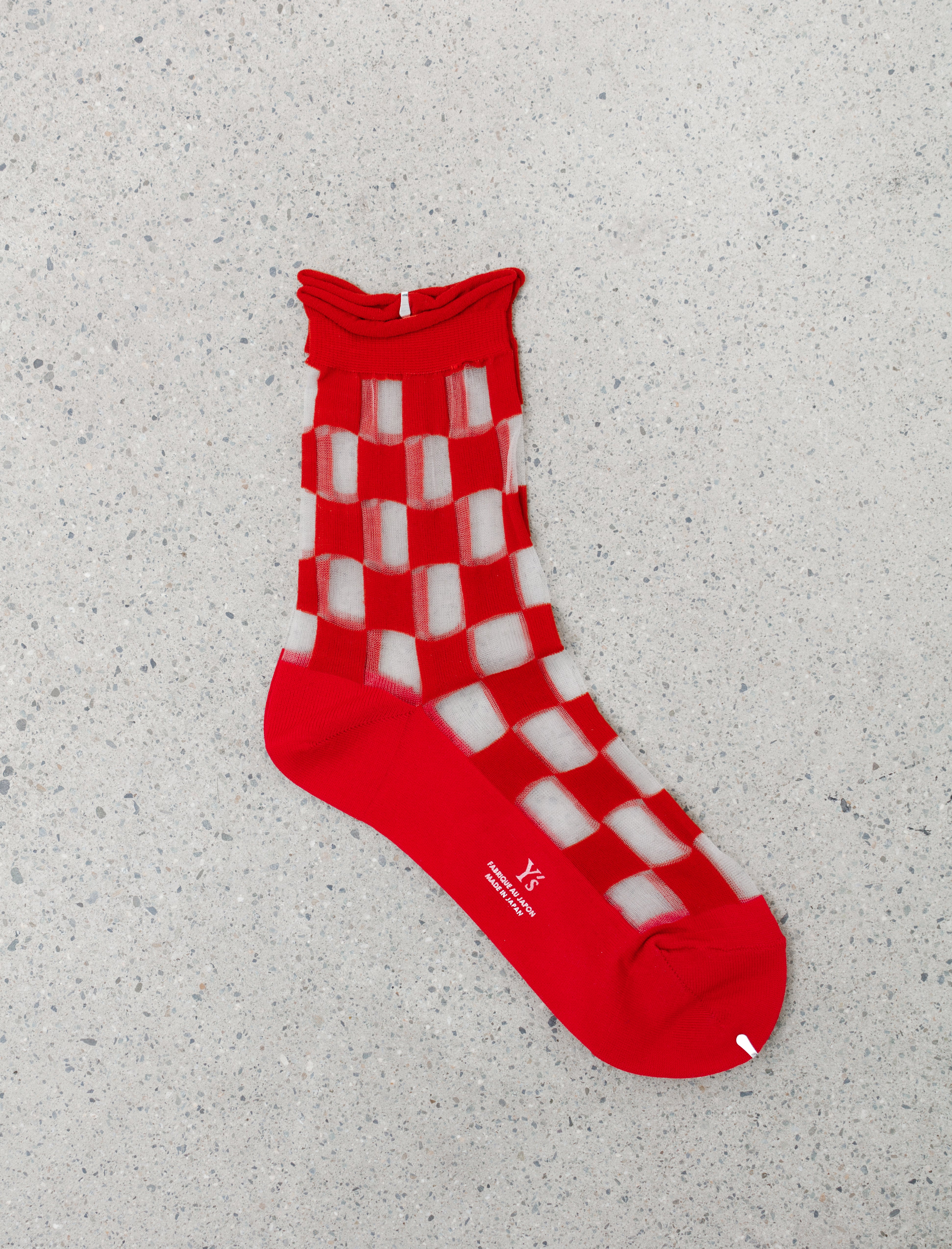 Y's by Yohji Yamamoto Sheer Checker Socks