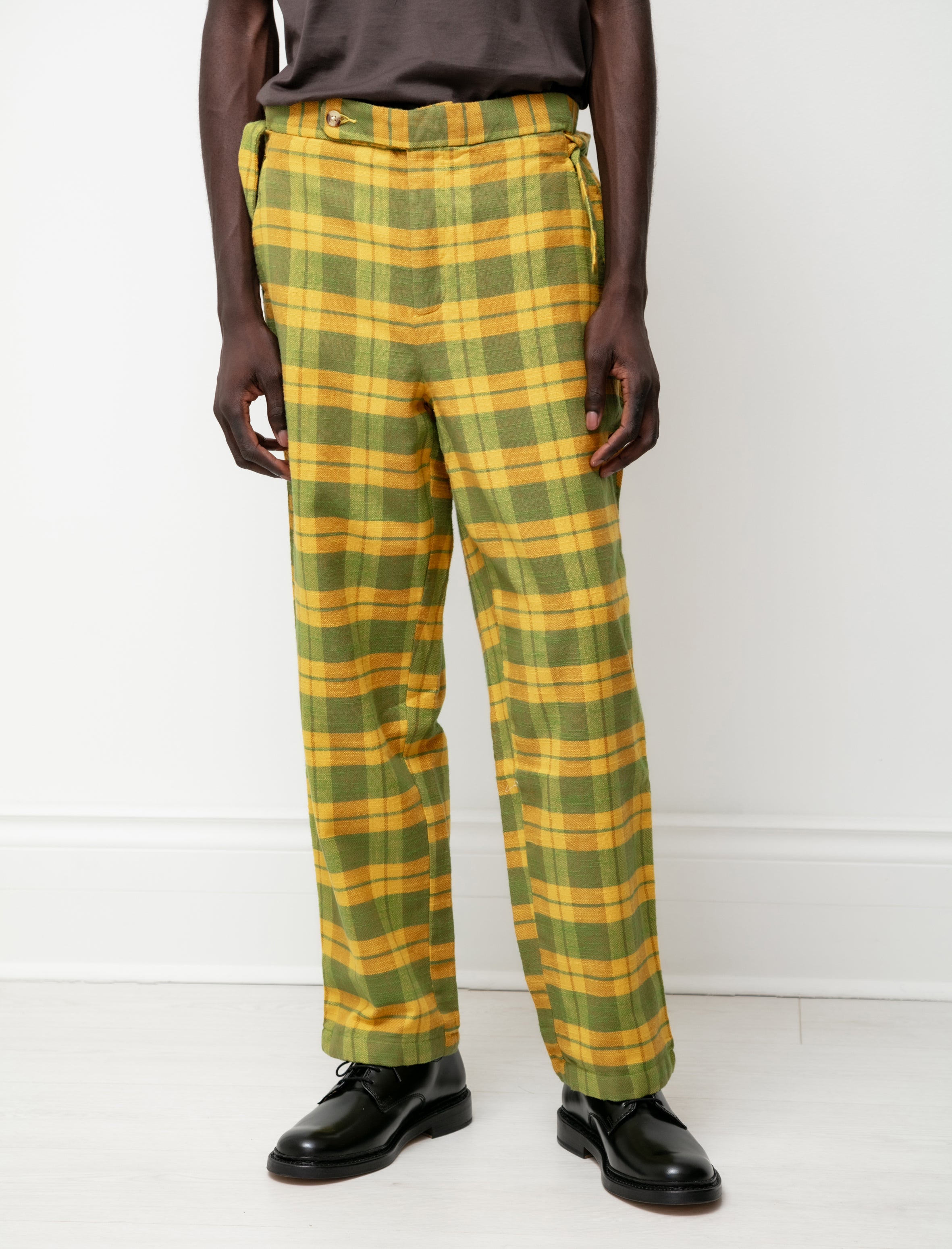 Bode Daytime Plaid Trousers Yellow/Green