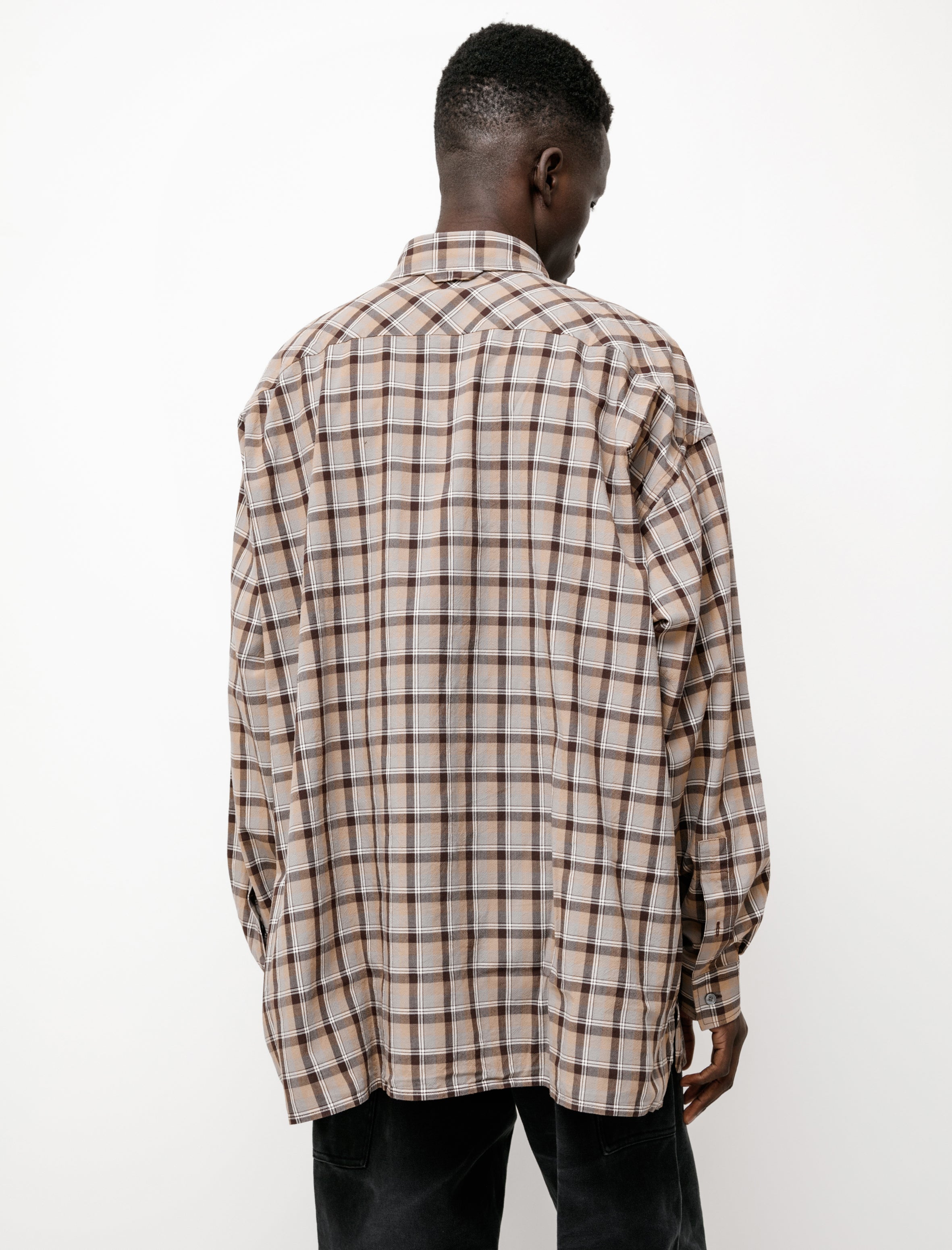 Oversized Shirt Checked Grey/Brown
