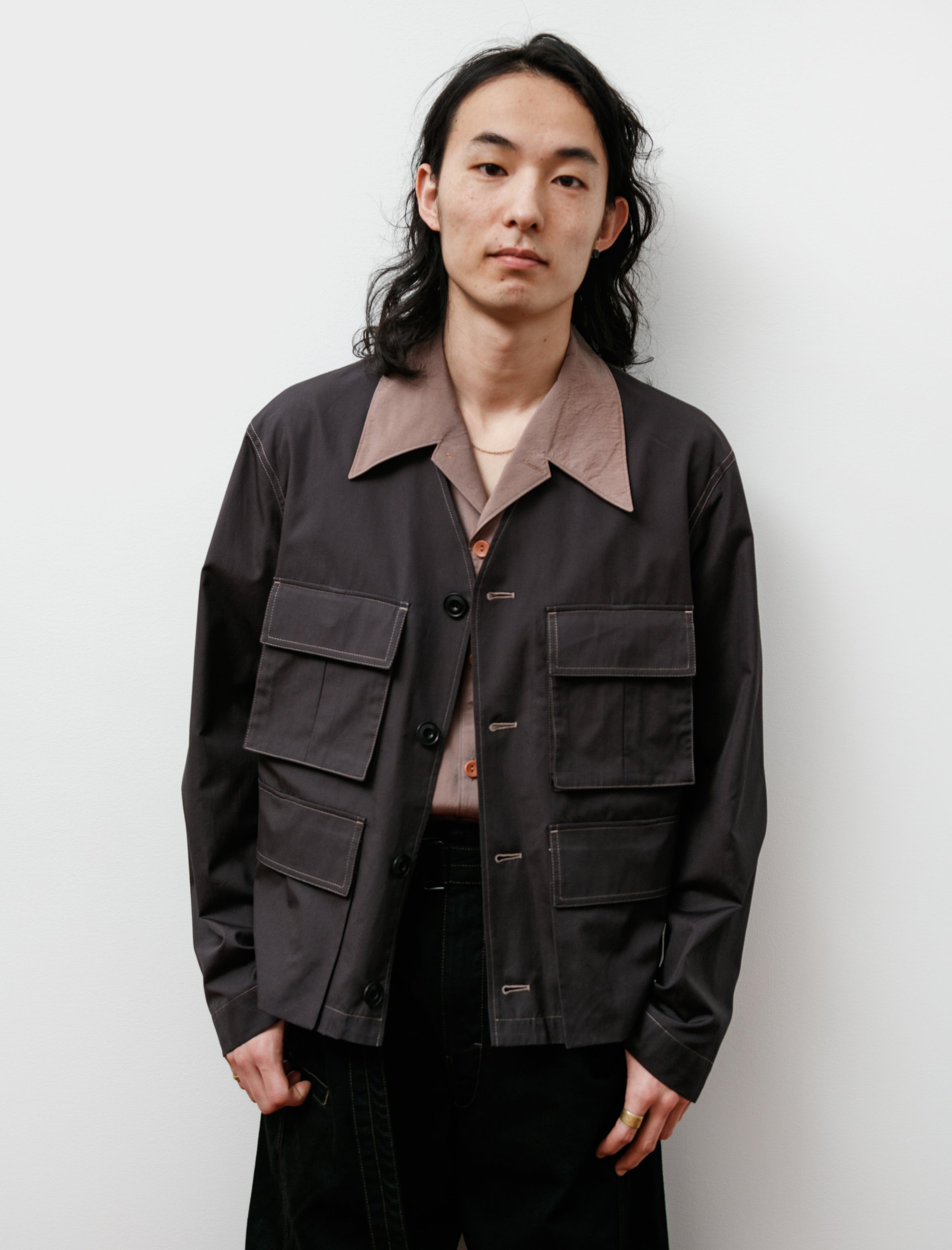 Lemaire V-Neck Jacket Carbon