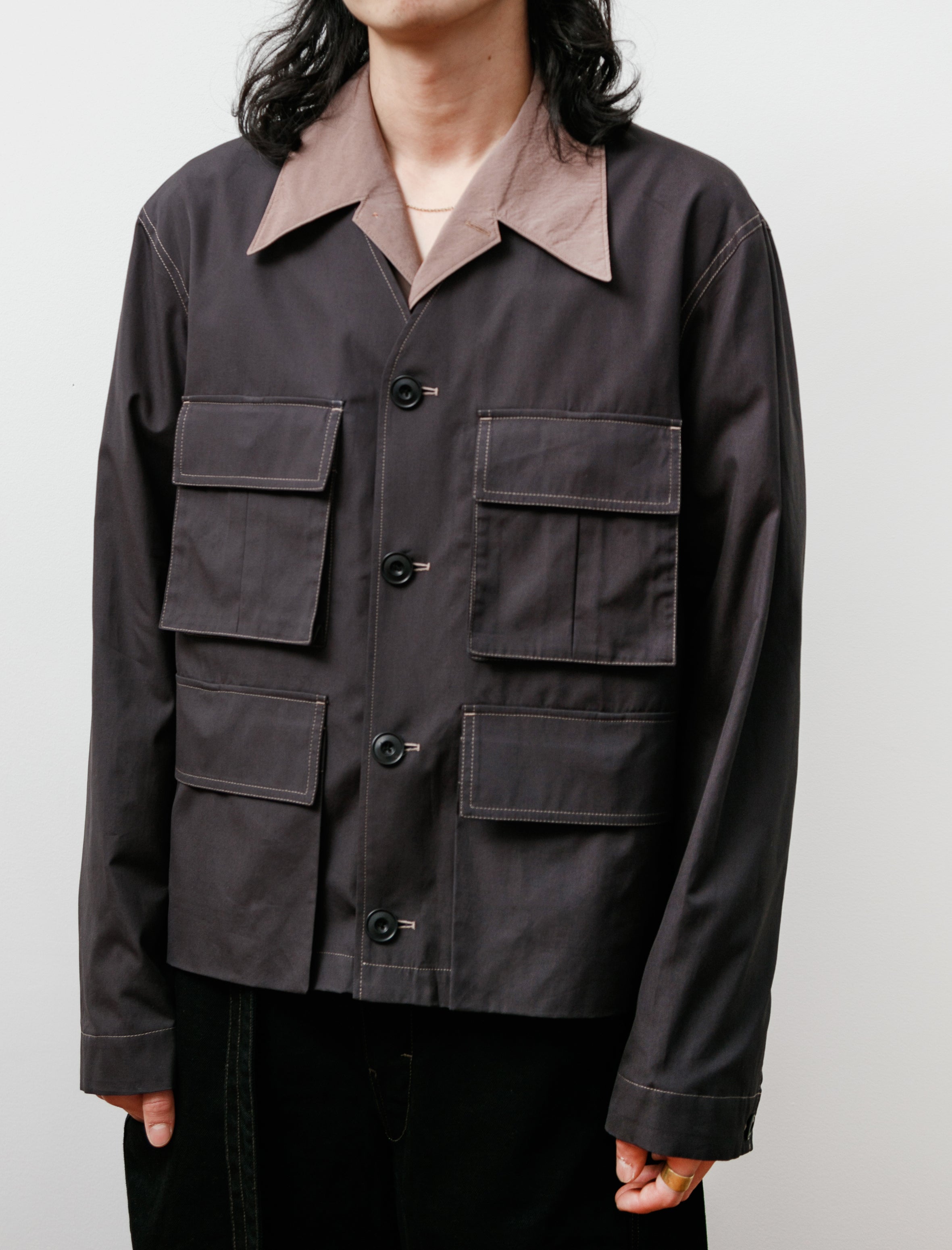 Lemaire V-Neck Jacket Carbon