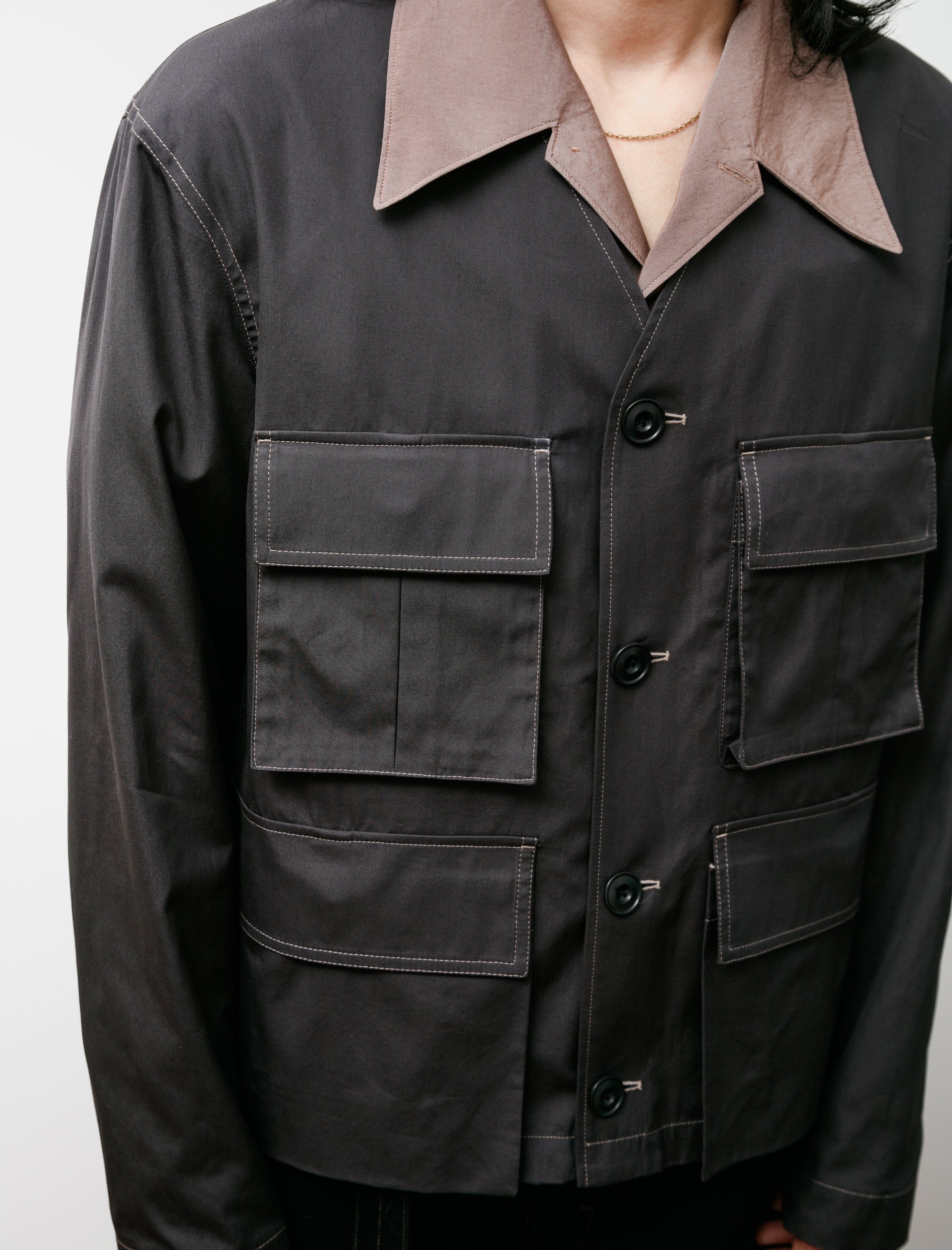 Lemaire V-Neck Jacket Carbon