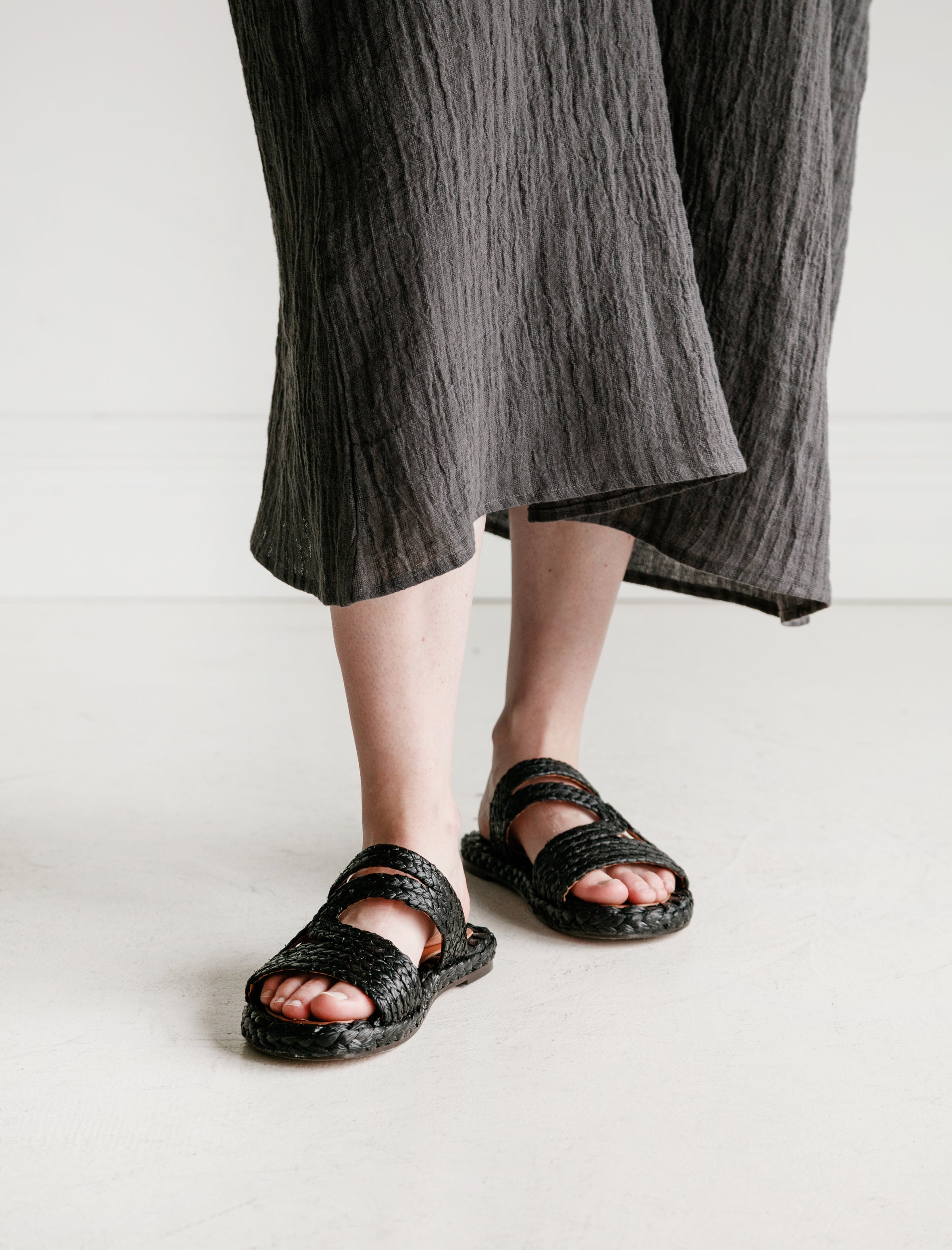 Clergerie Aura Raffia Sandal Black