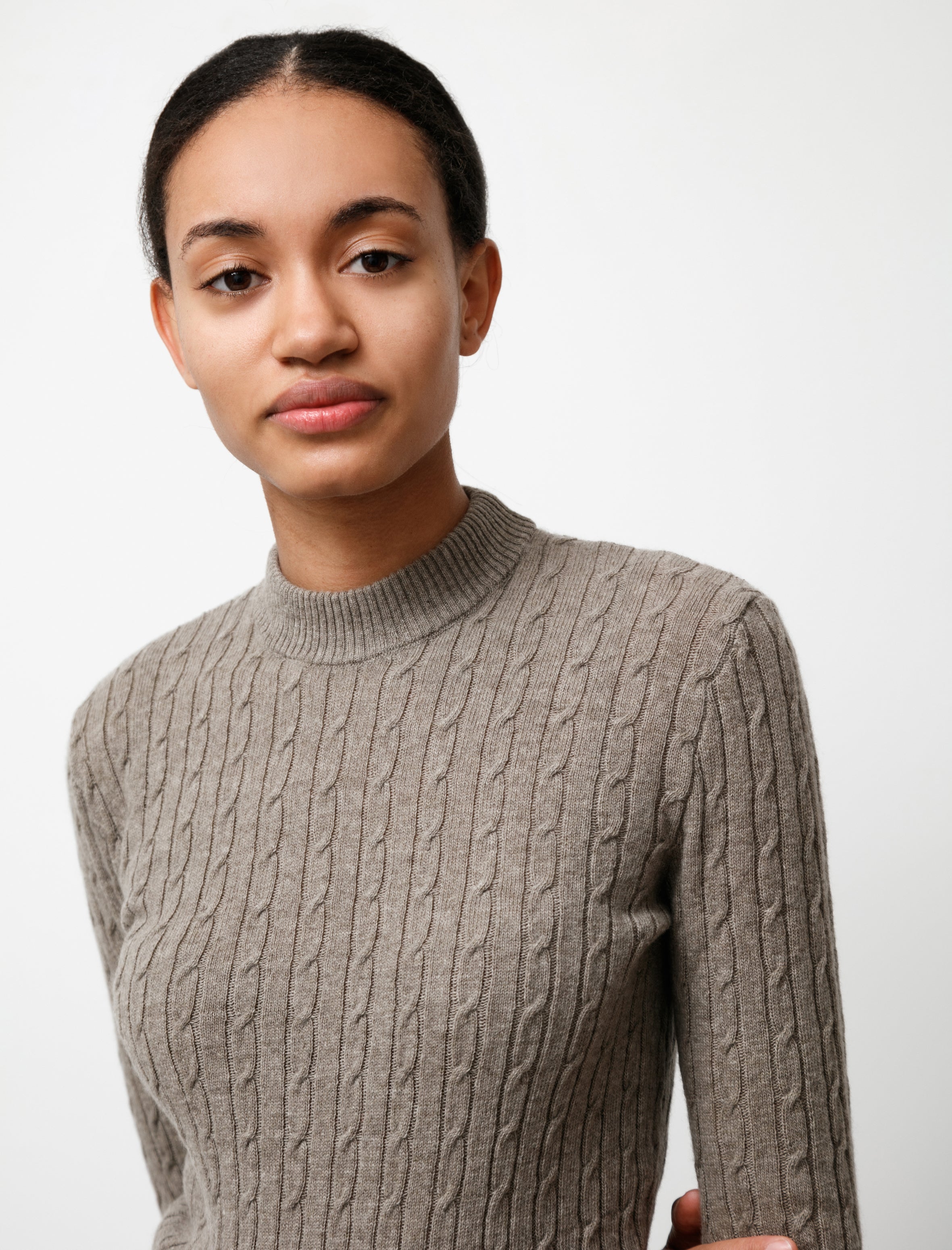 Hache Thin Cable Knit Taupe