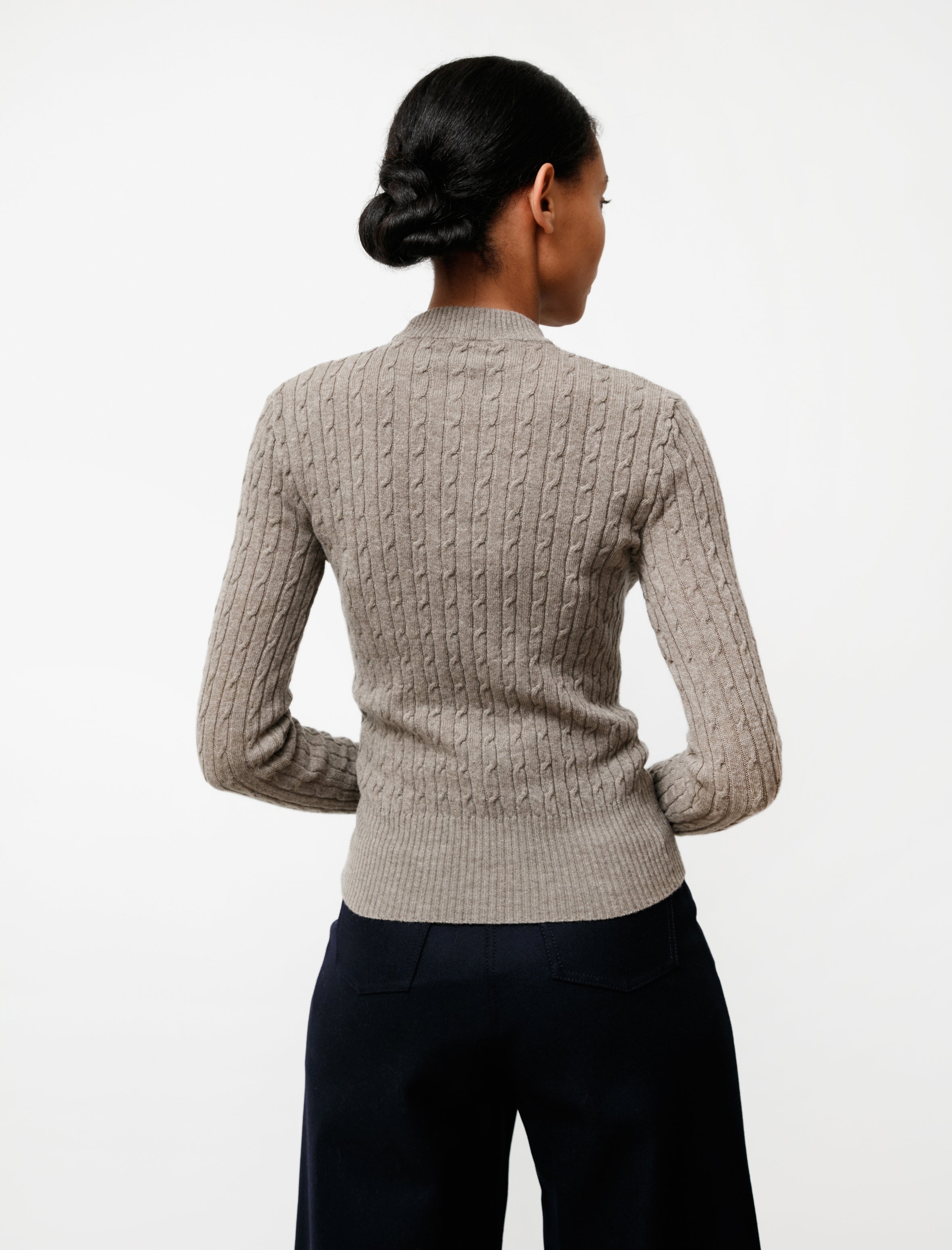 Hache Thin Cable Knit Taupe