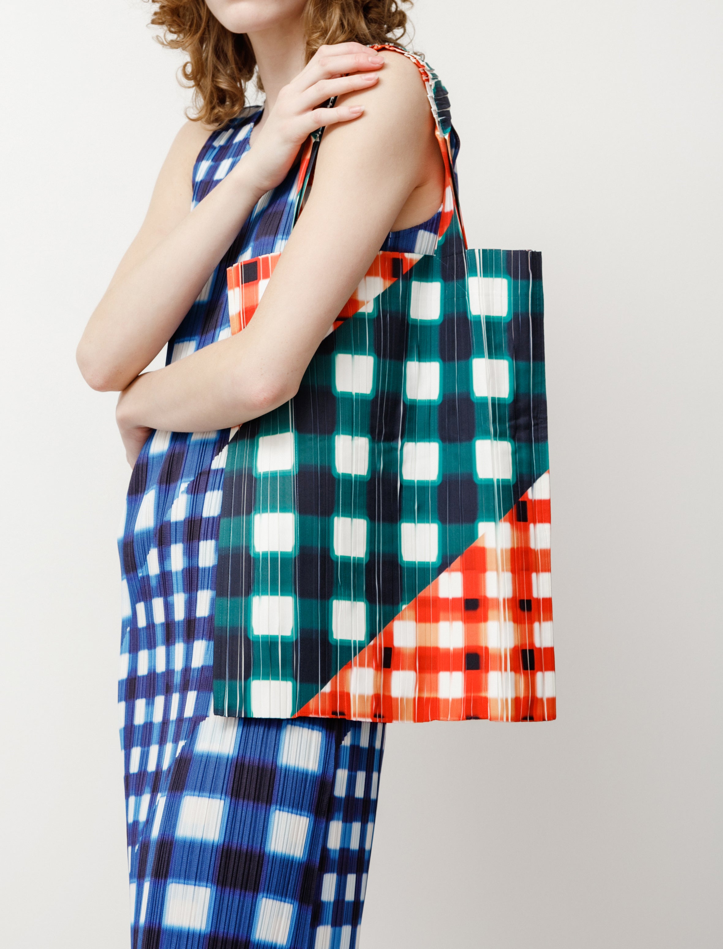 Pleats Please Maxi/Micro Gingham Bag Watermelon