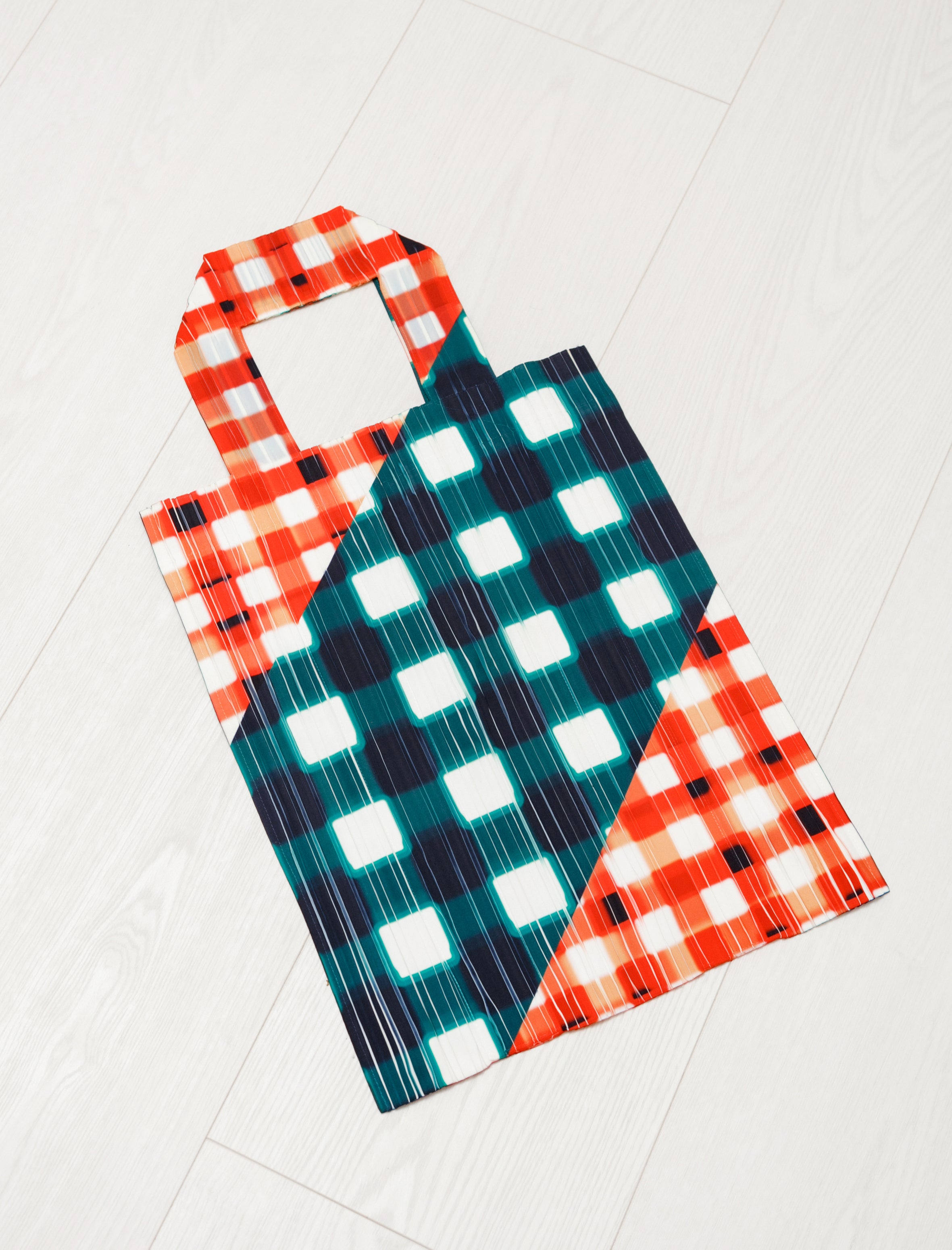 Pleats Please Maxi/Micro Gingham Bag Watermelon