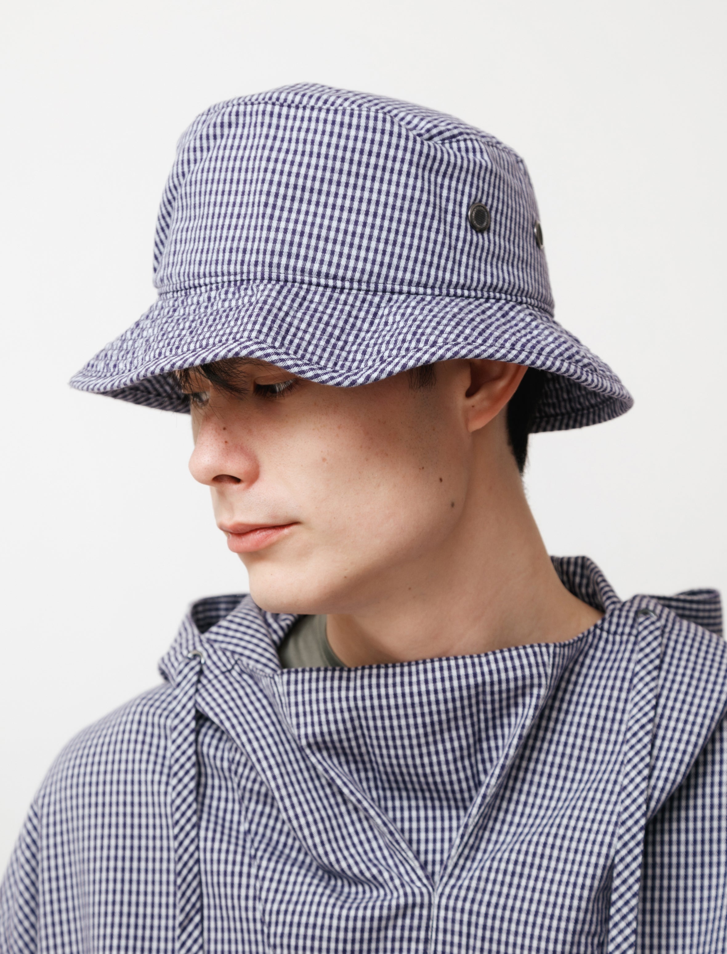 Bucket Hat Gingham Navy/Pale Green