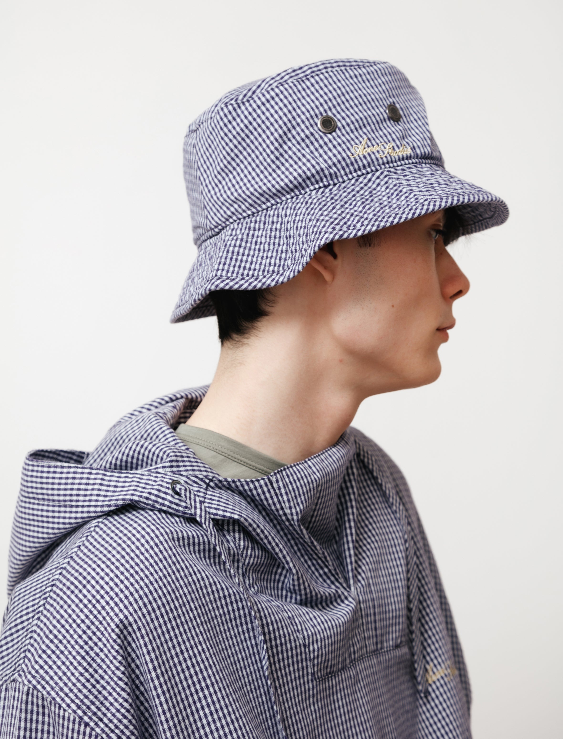 Bucket Hat Gingham Navy/Pale Green