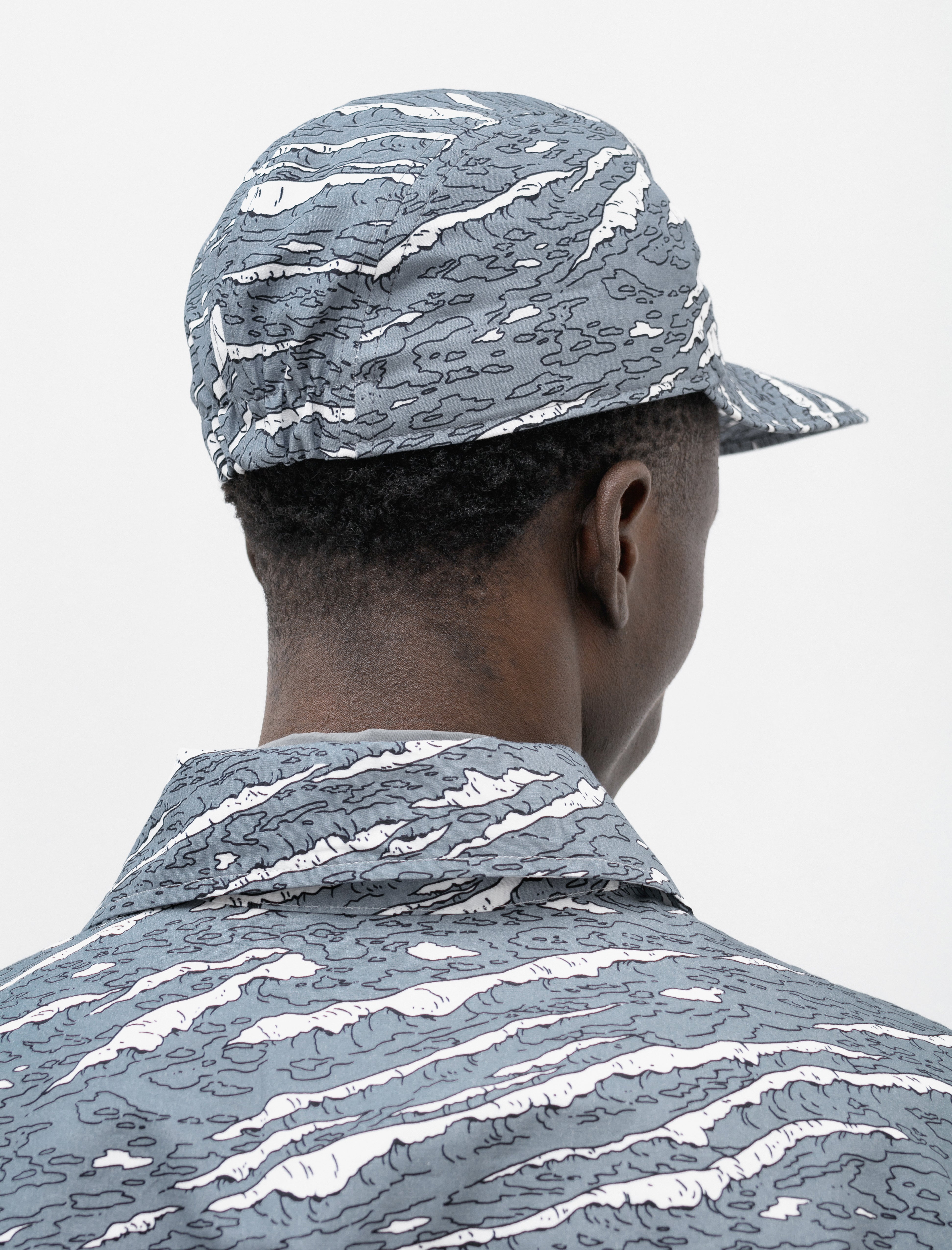 Arpenteur Marina Cap Cotton Linen Atlantic Wave Camo