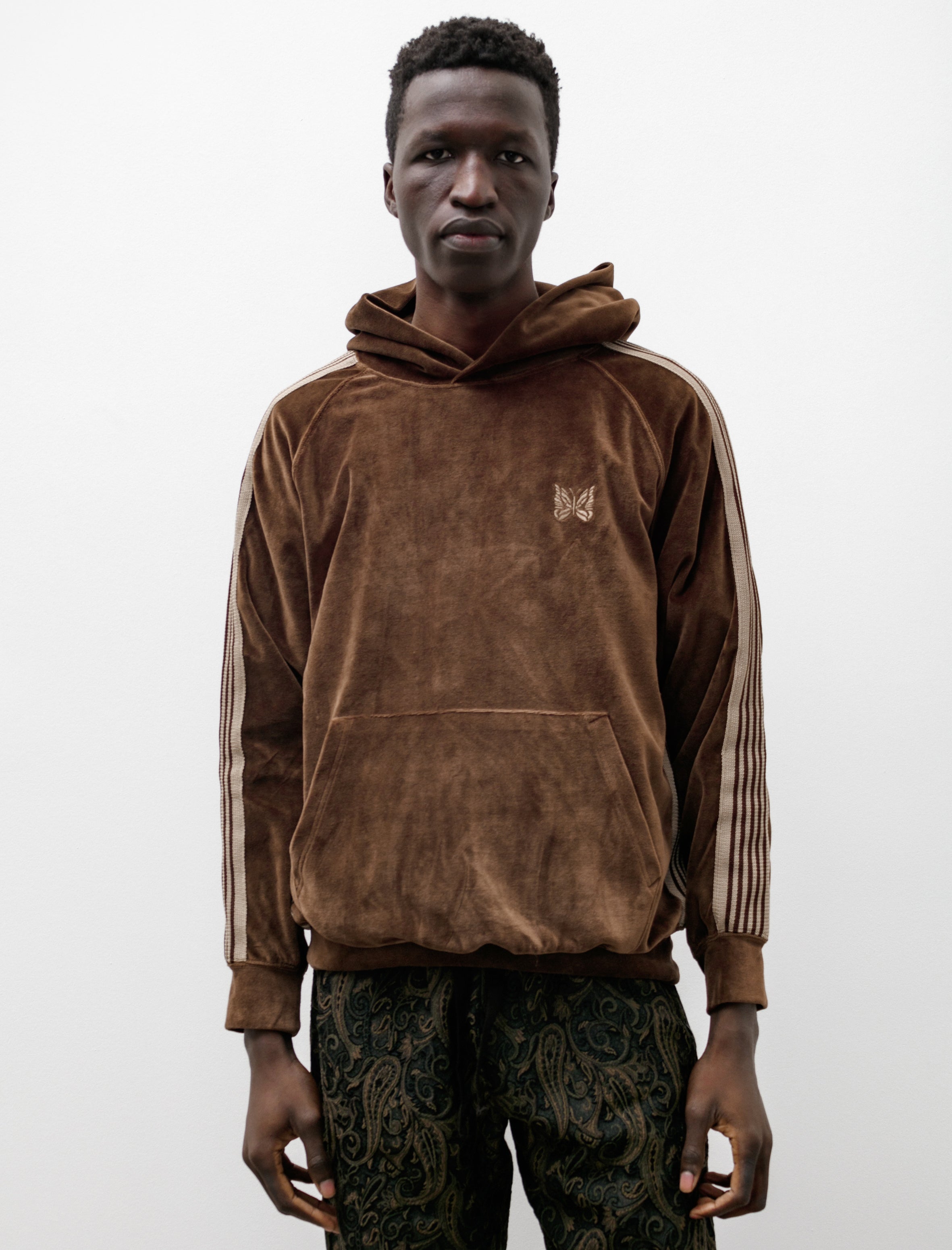 Needles Track Hoody Velour Brown