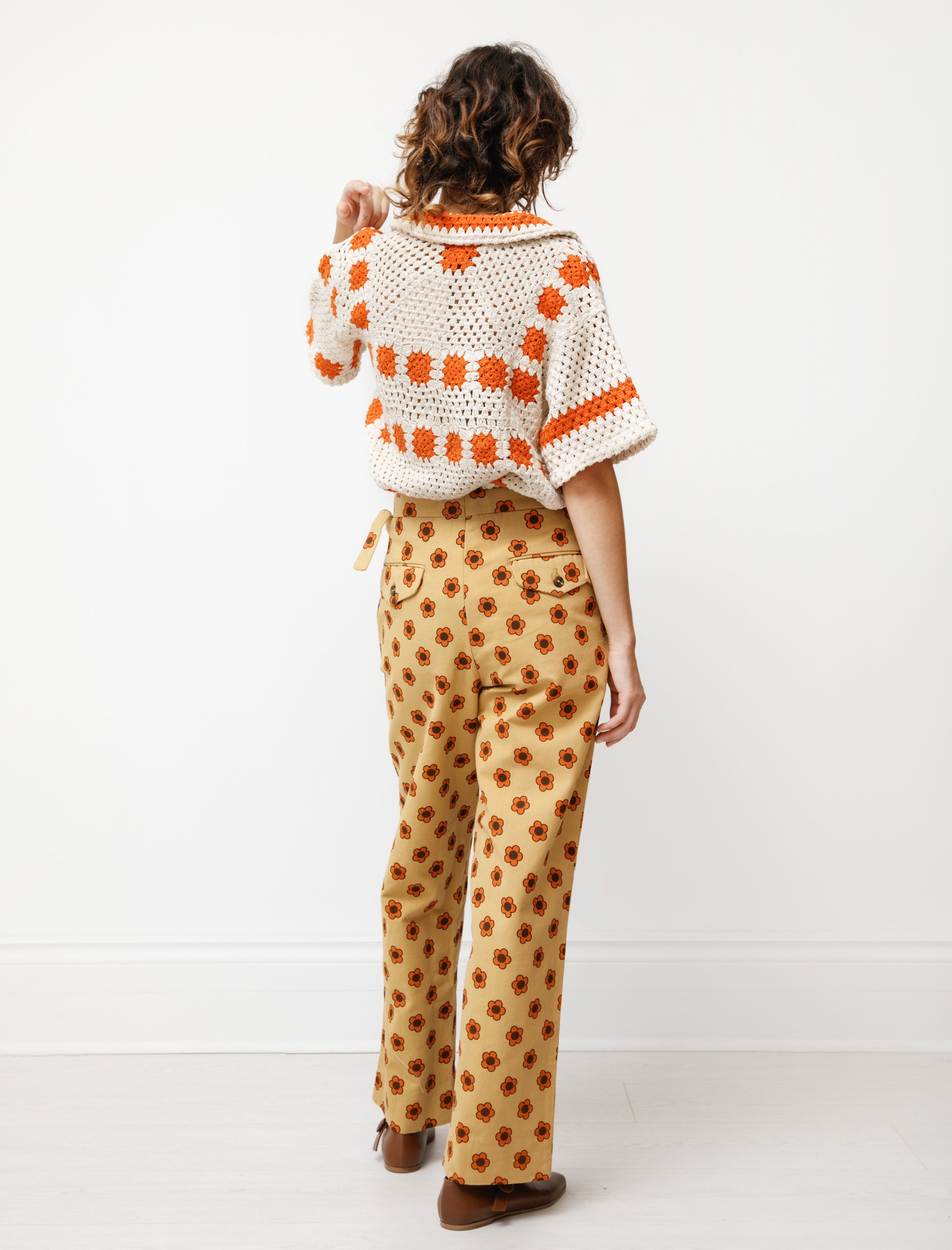 Bode Orange Daisy Trousers