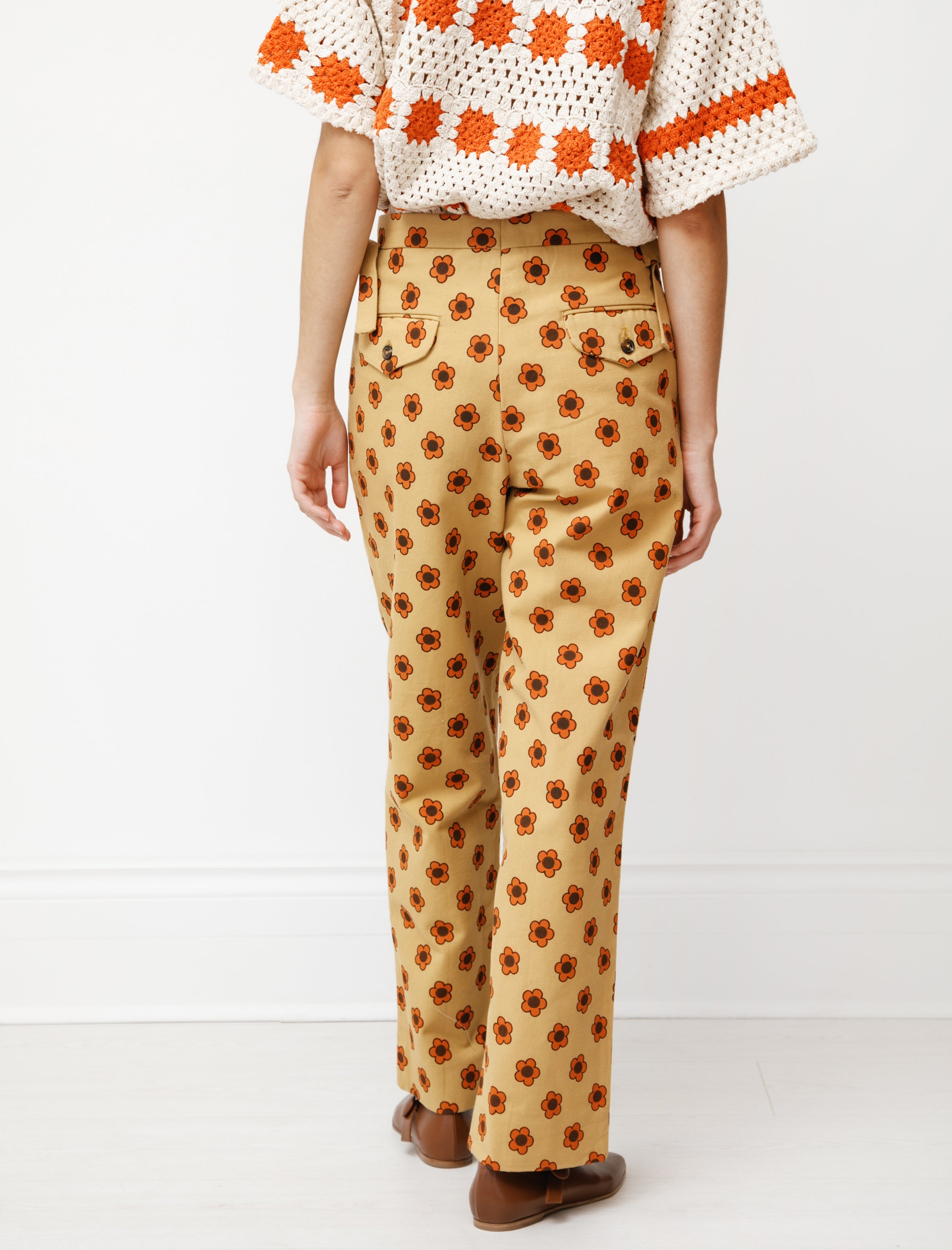 Bode Orange Daisy Trousers