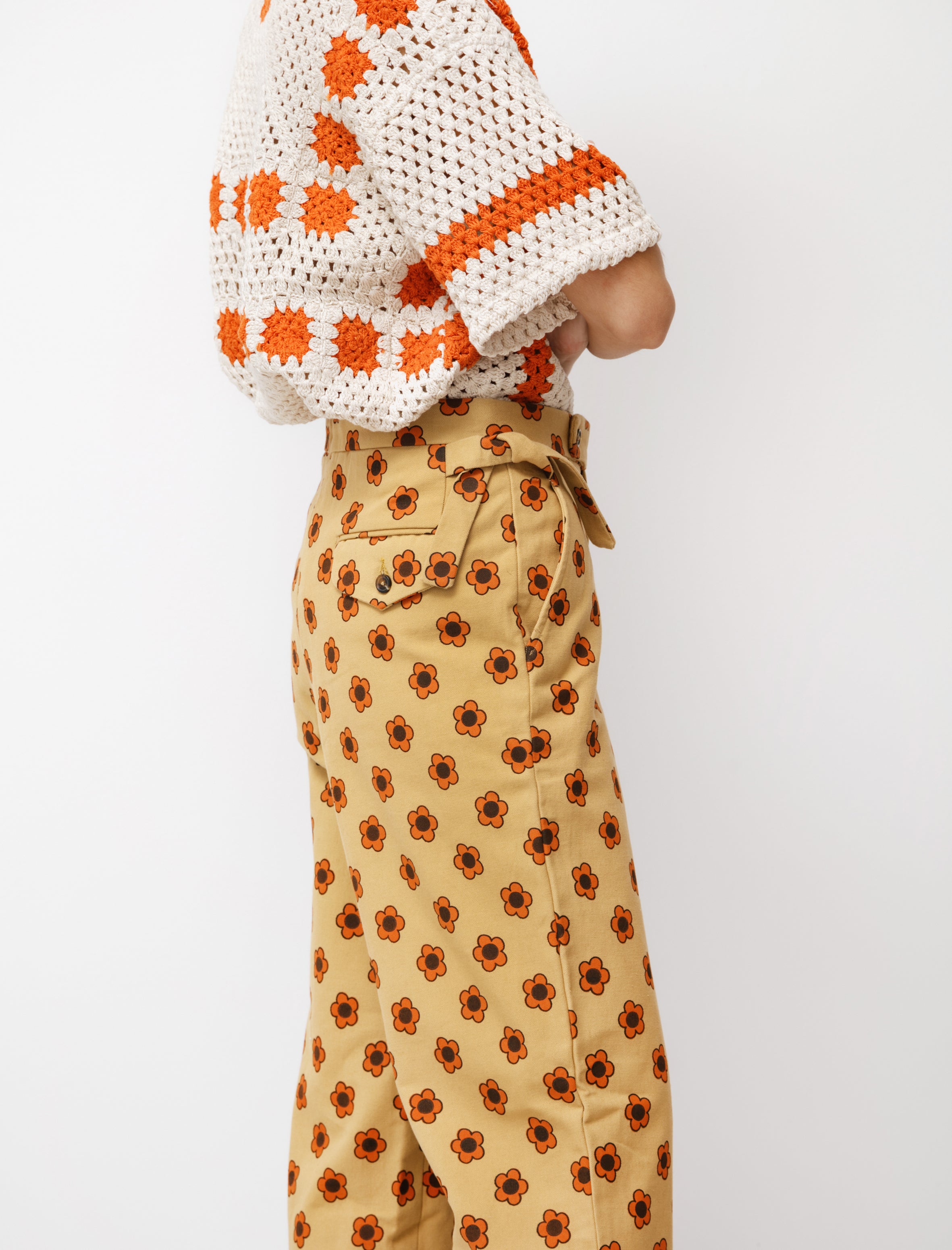 Bode Orange Daisy Trousers