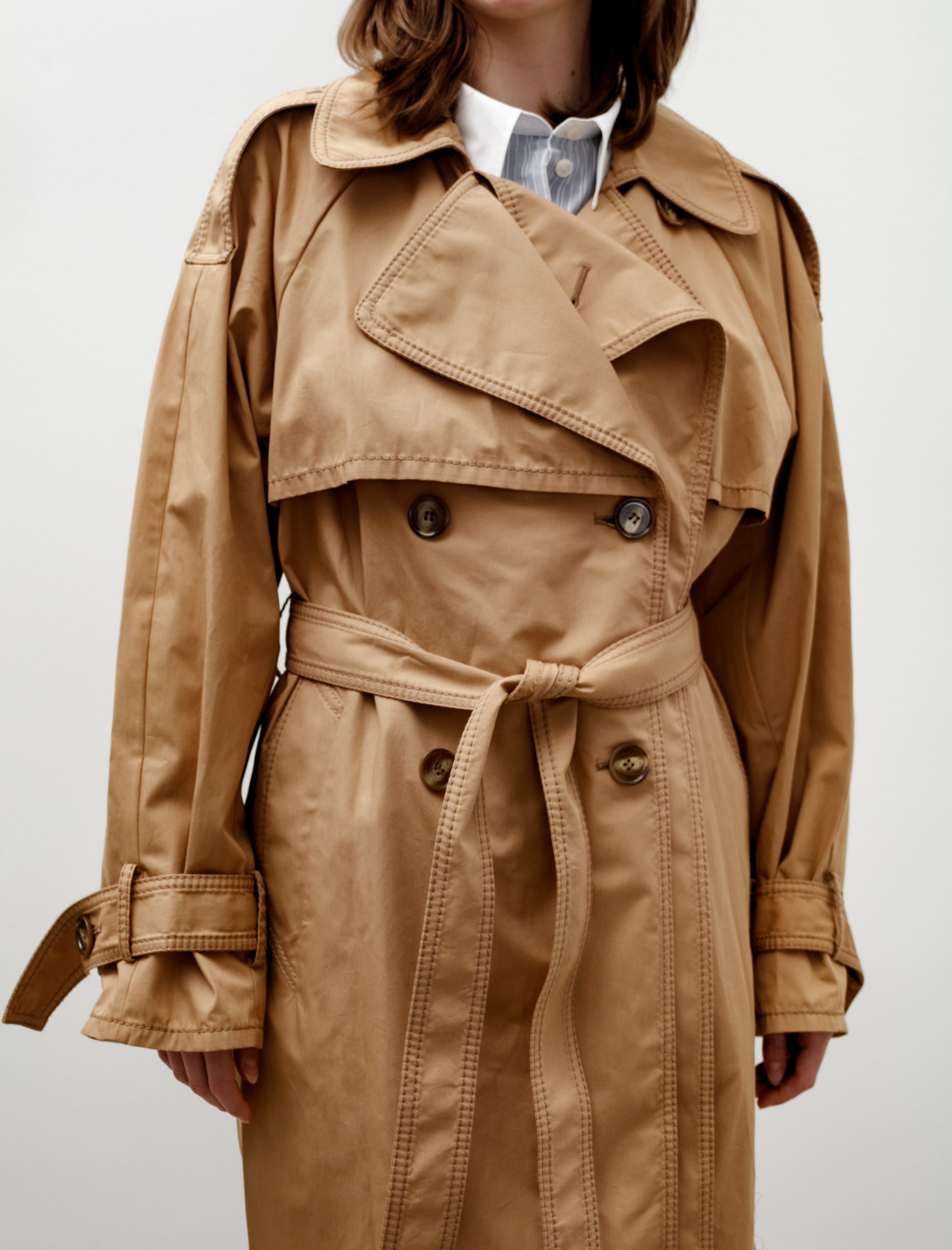 Acne Studios Capelet Trench Coat Khaki Beige