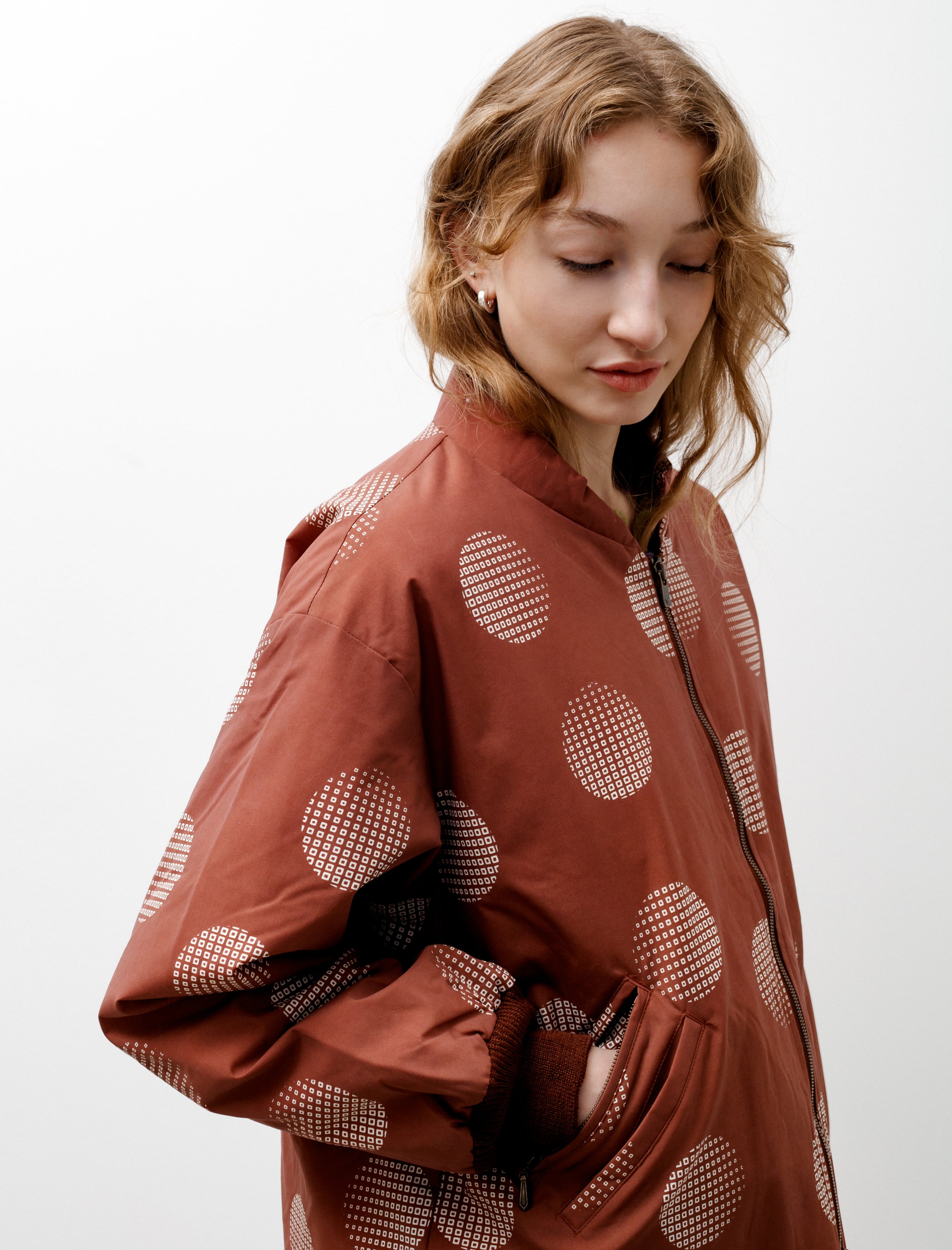 Needles Sur Coat Printed Nylon Brick Brown