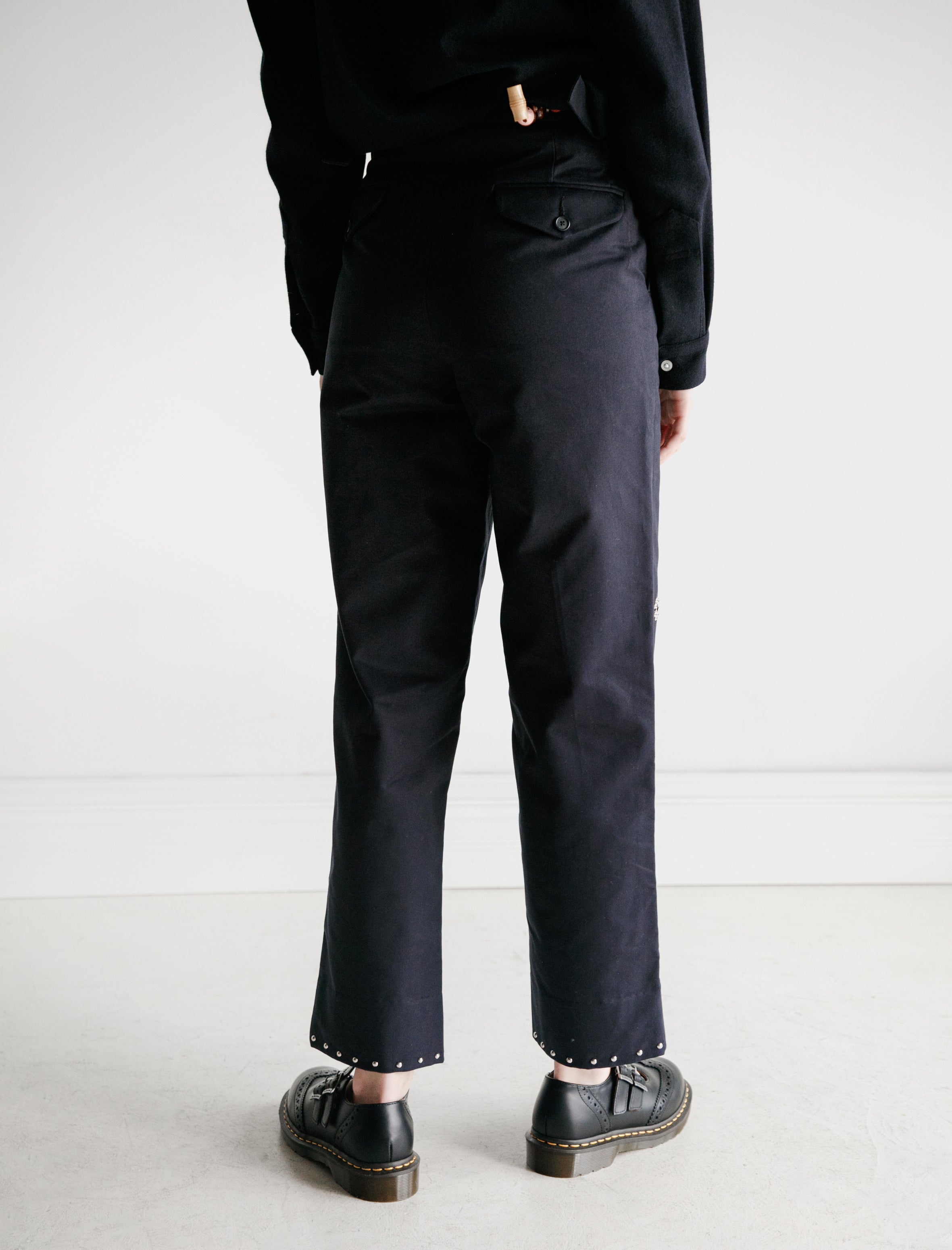 Bode Navy Studded Side Tie Trouser