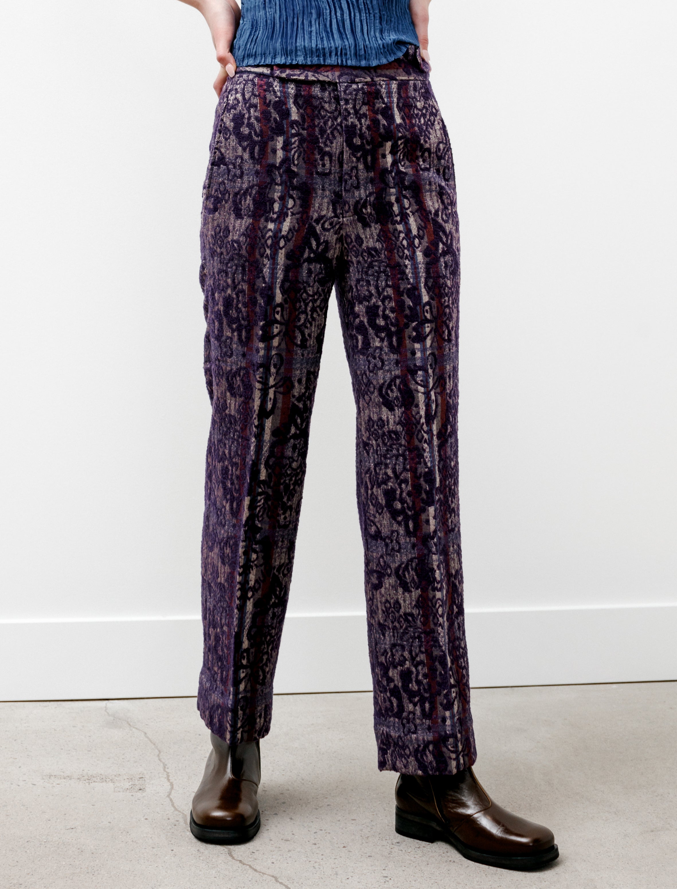 Boot Cut Side Tab Trousers Papillon Mall Jacquard