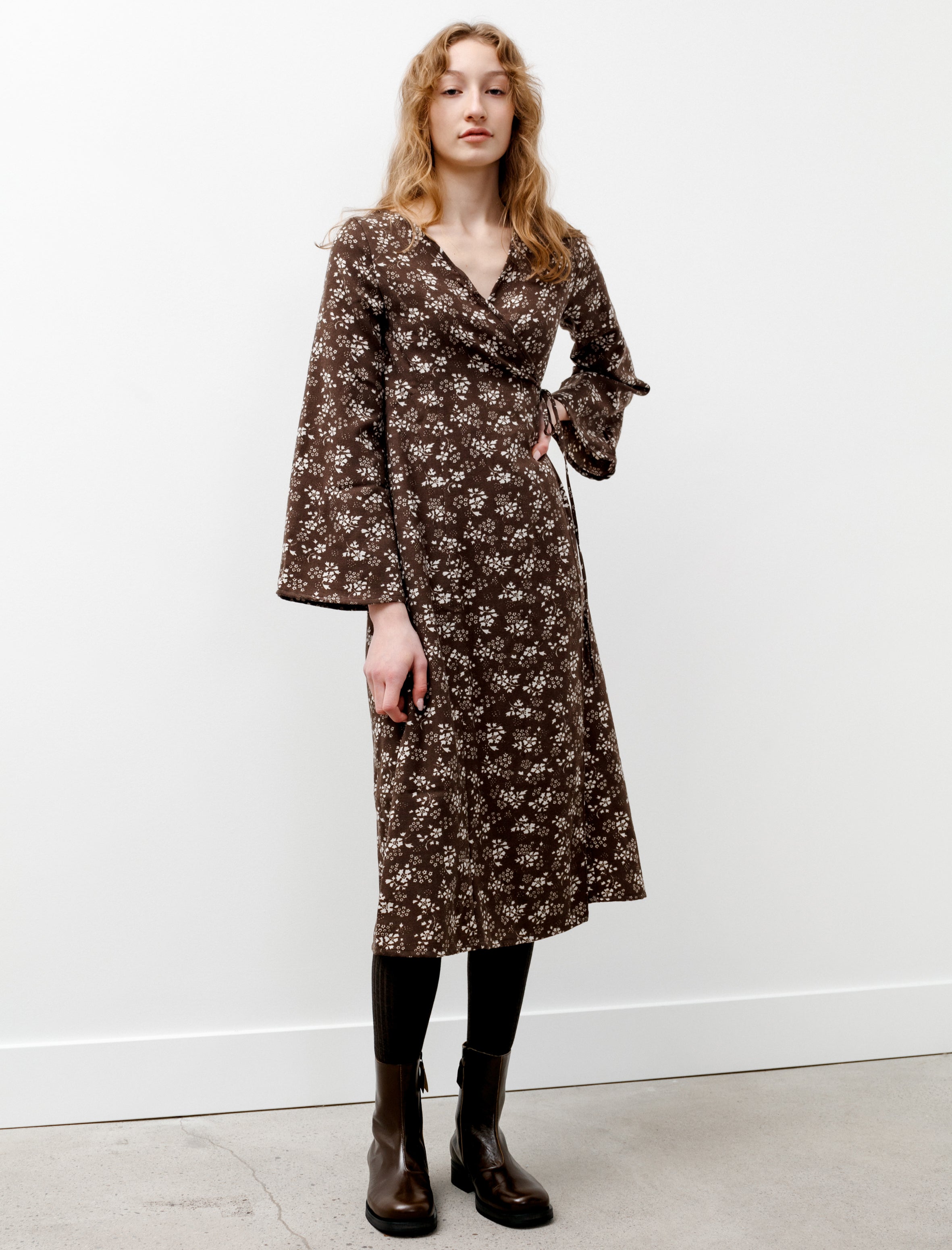 Needles Wrap Dress Wool Viyella Floral