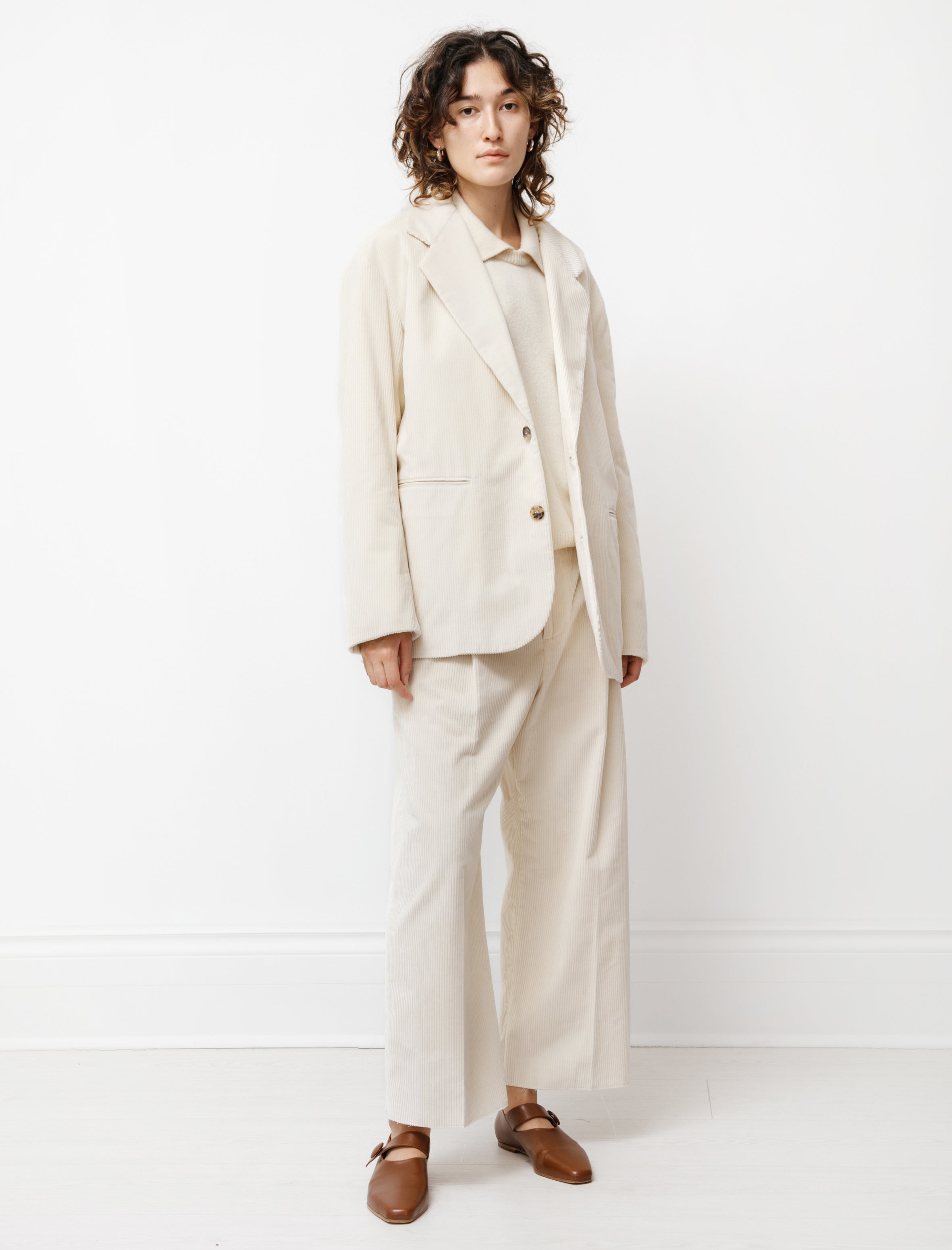 Cristaseya Oversized Blazer Corduroy White