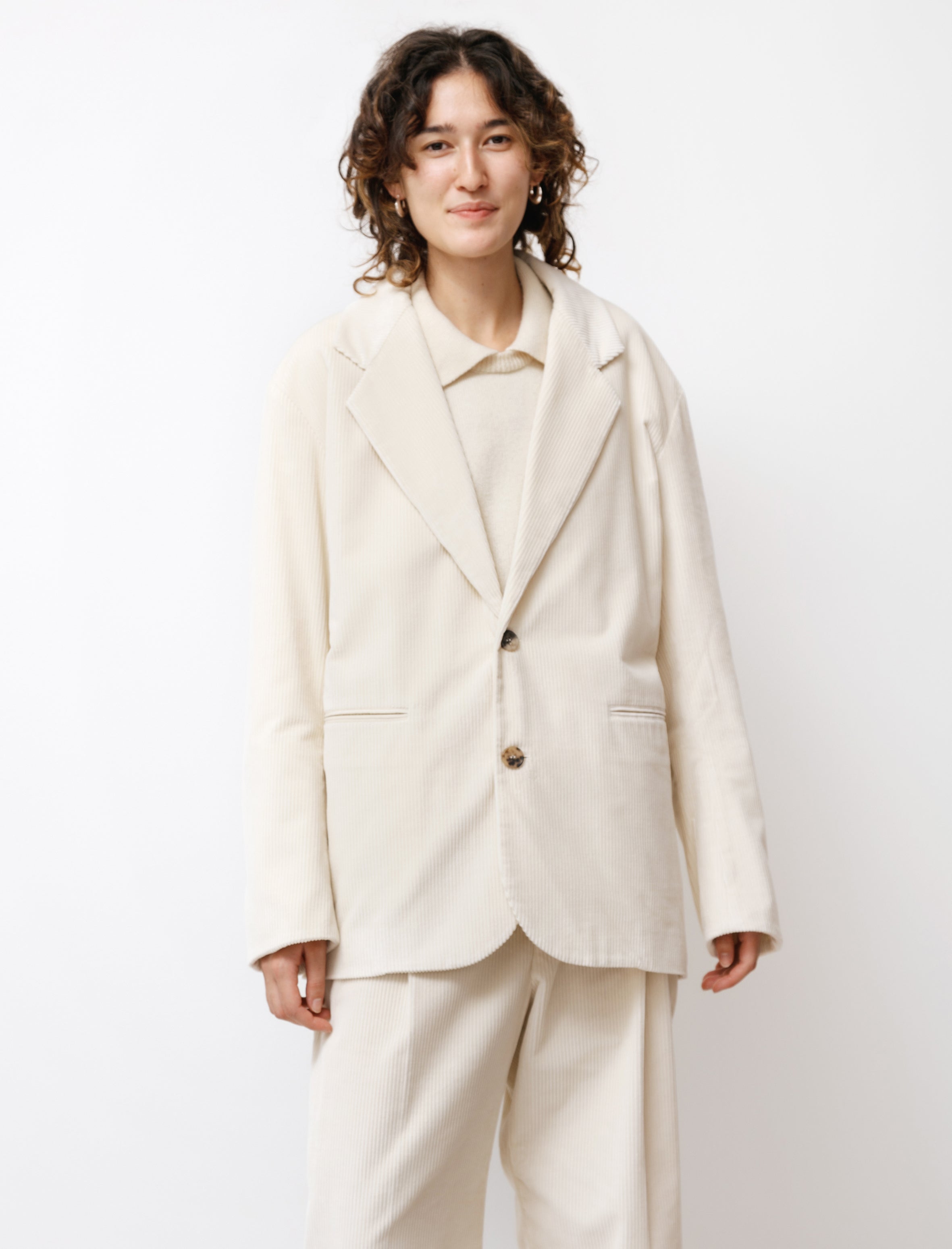 Cristaseya Oversized Blazer Corduroy White