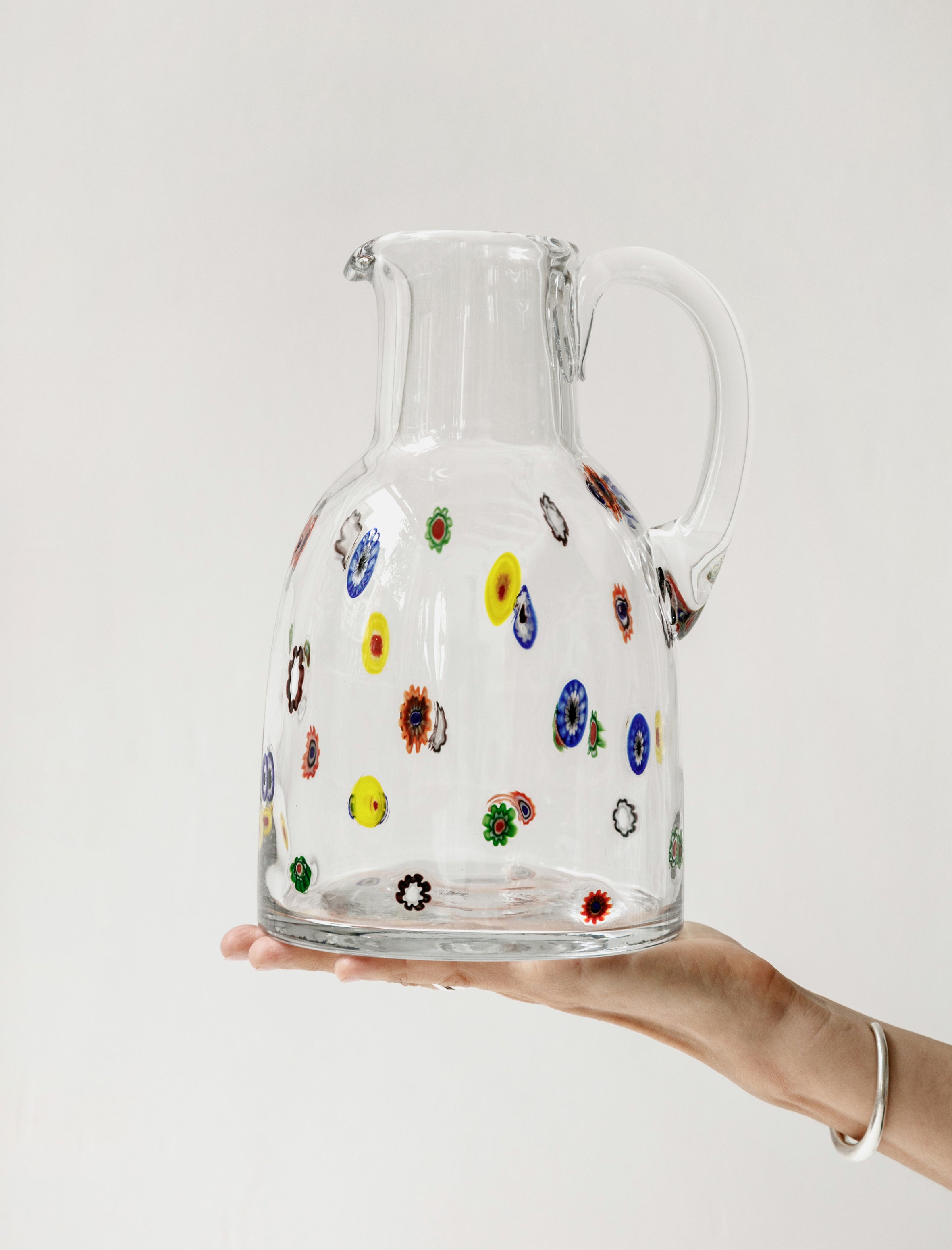 Found Millifiore Clear Glass Pitcher