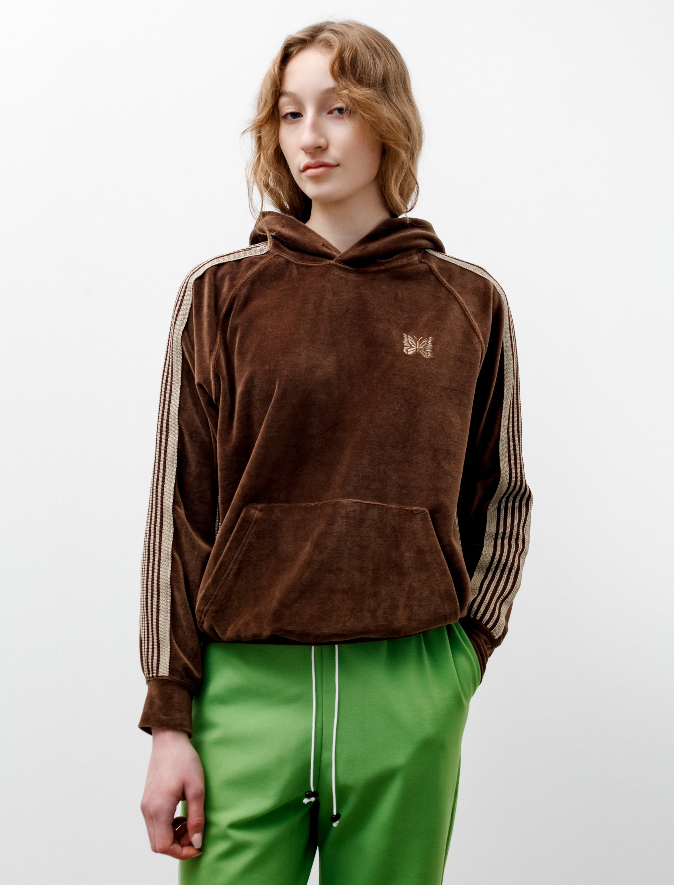 Needles Track Hoody Velour Brown