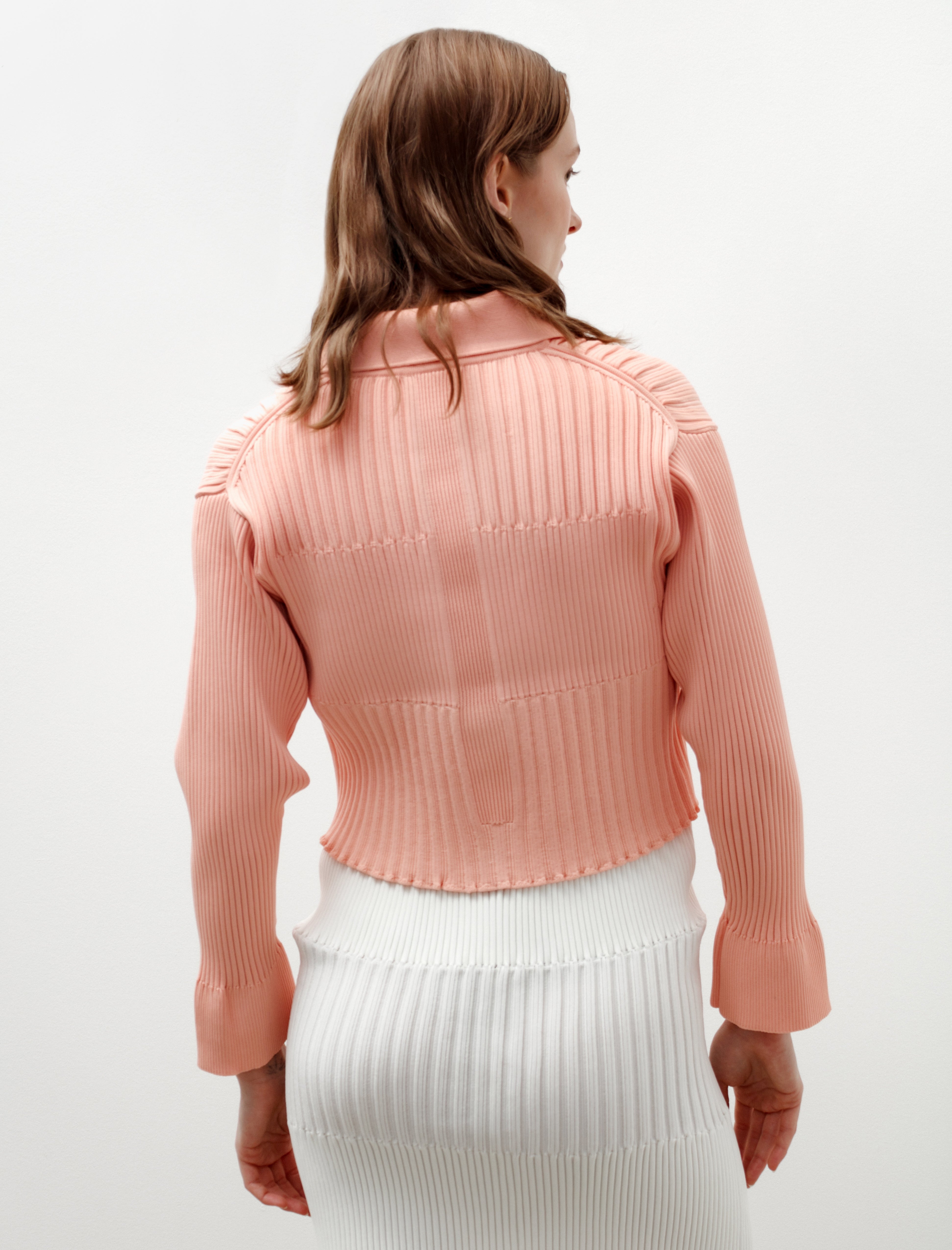 Fluted Cardigan 2 Salmon