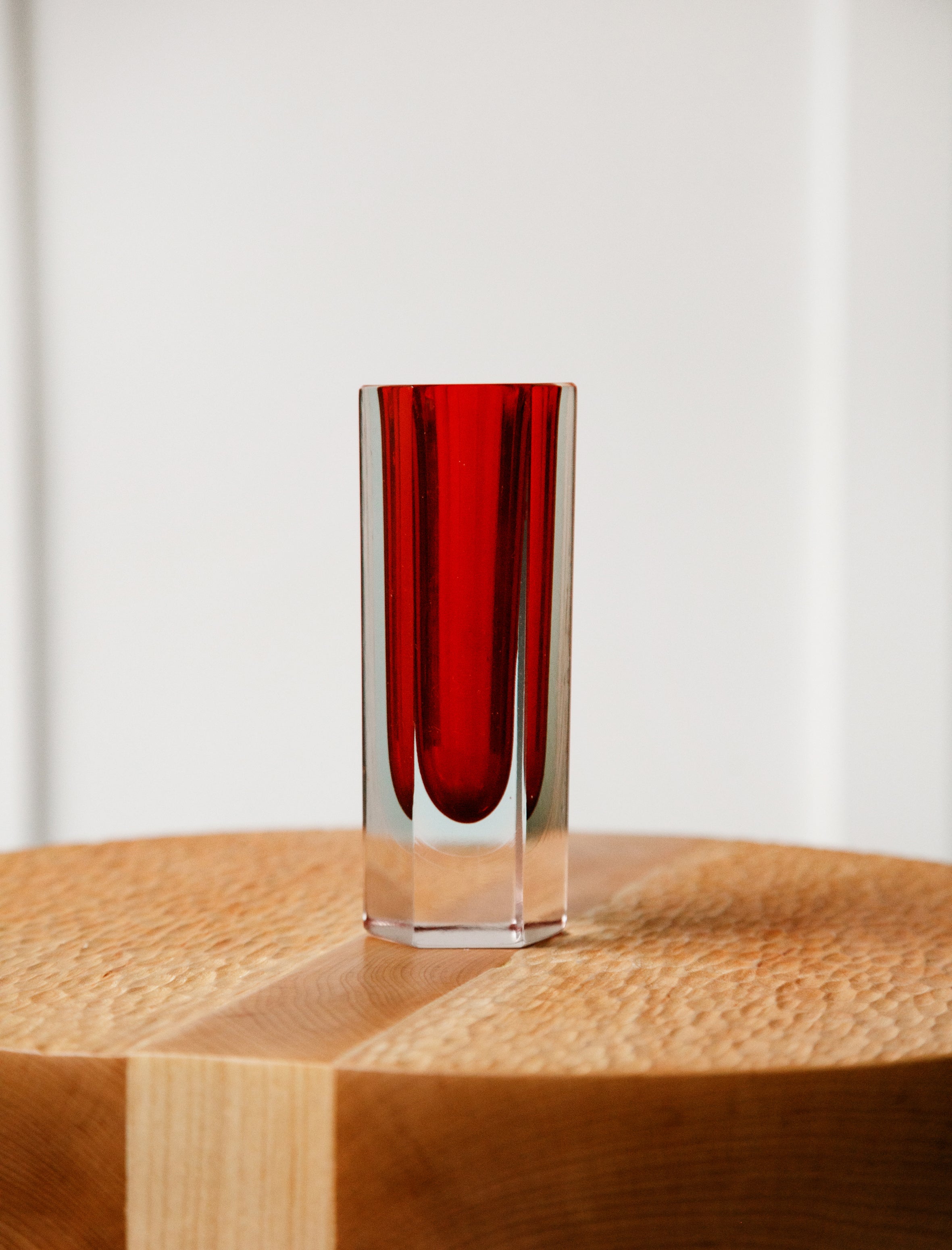 Found by Neighbour Seguso Cut Octagonal Vase Red + Sky