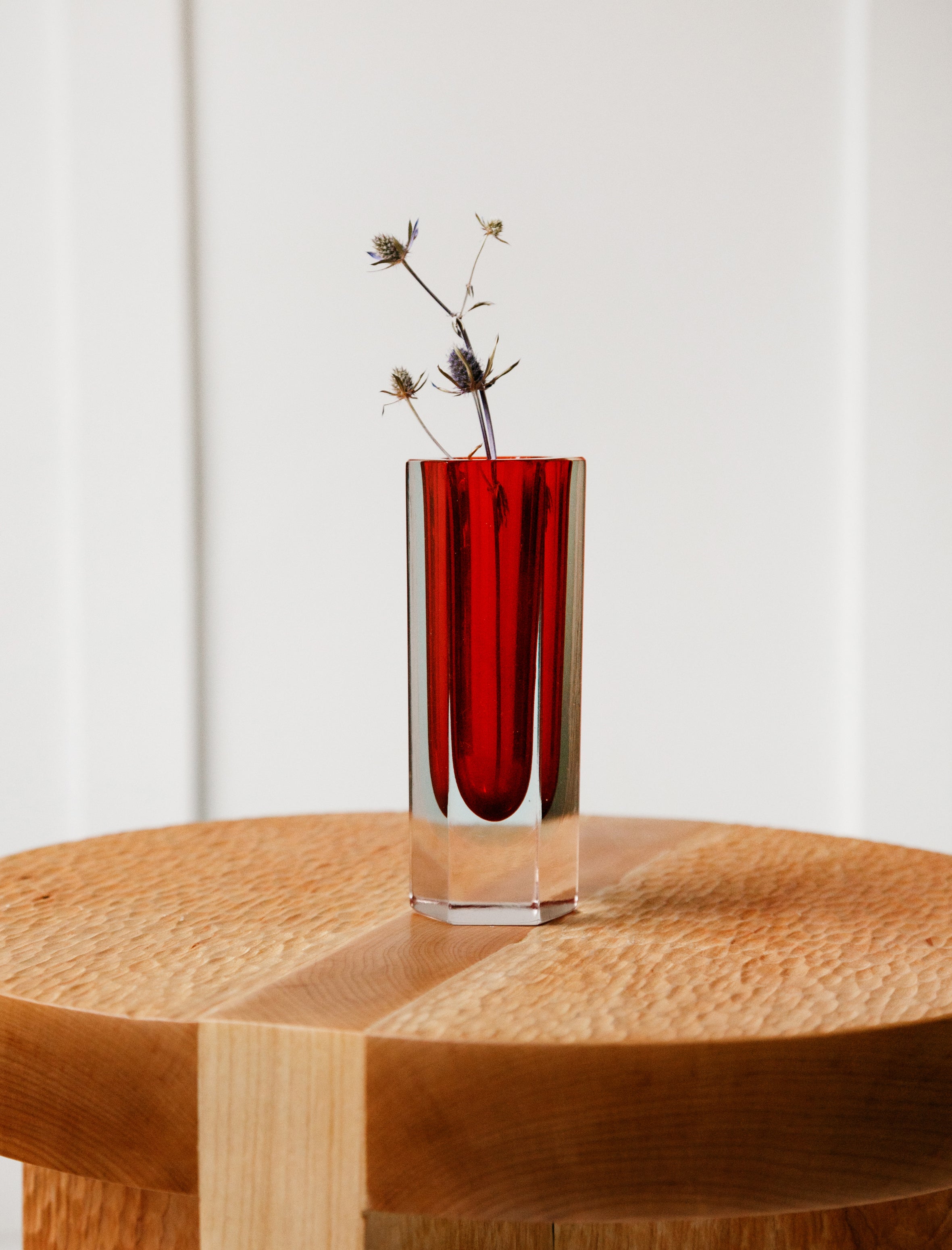 Found by Neighbour Seguso Cut Octagonal Vase Red + Sky