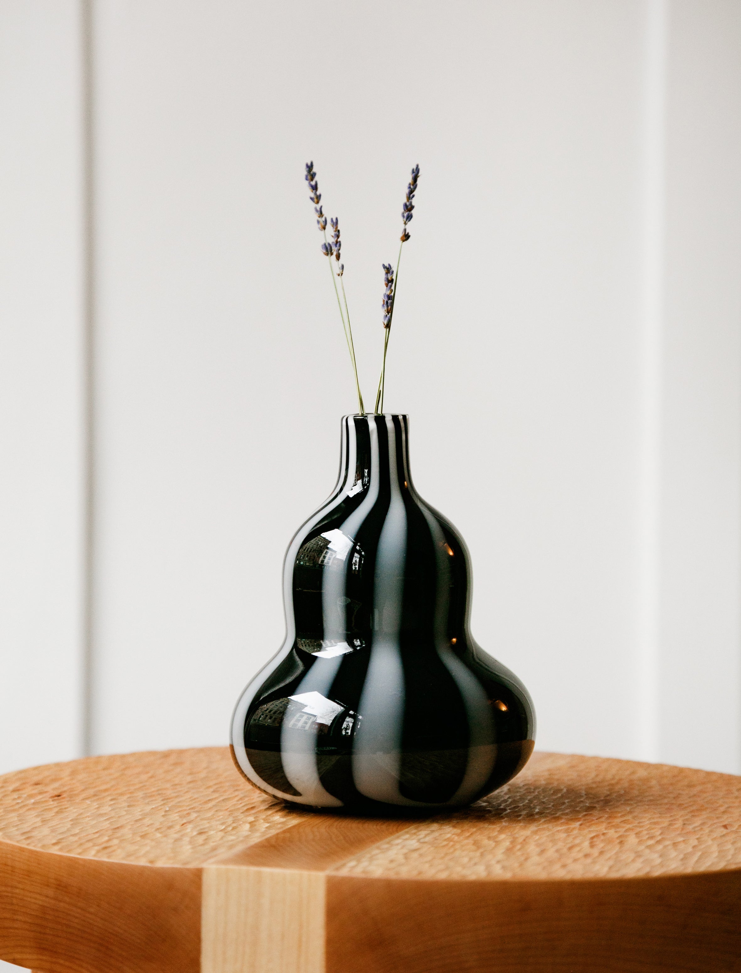 Found by Neighbour Murano Gourd Vase Black and White