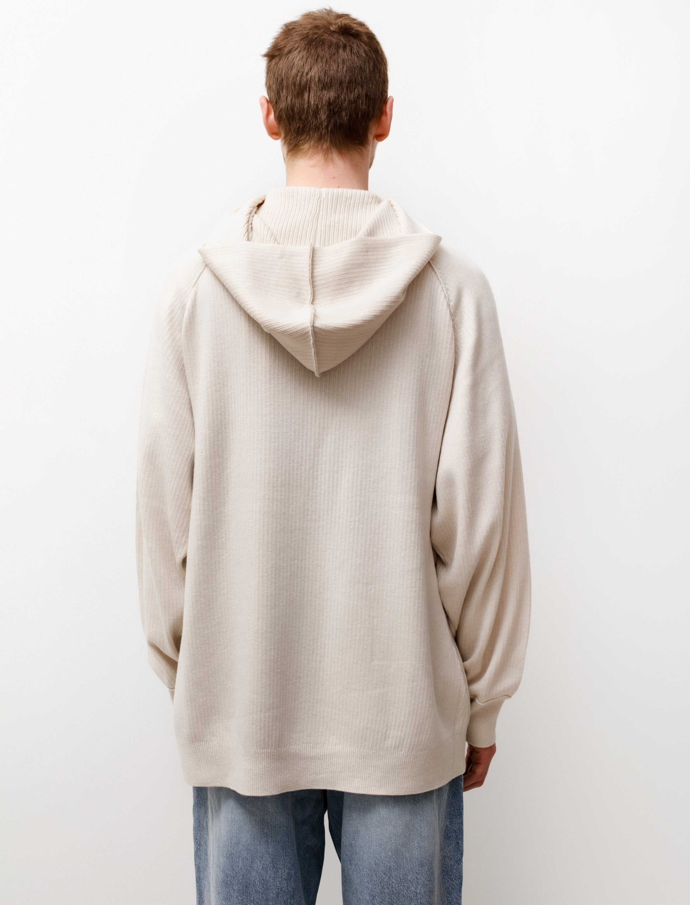 Acne Studios Two Way Zip Hooded Sweater Ecru