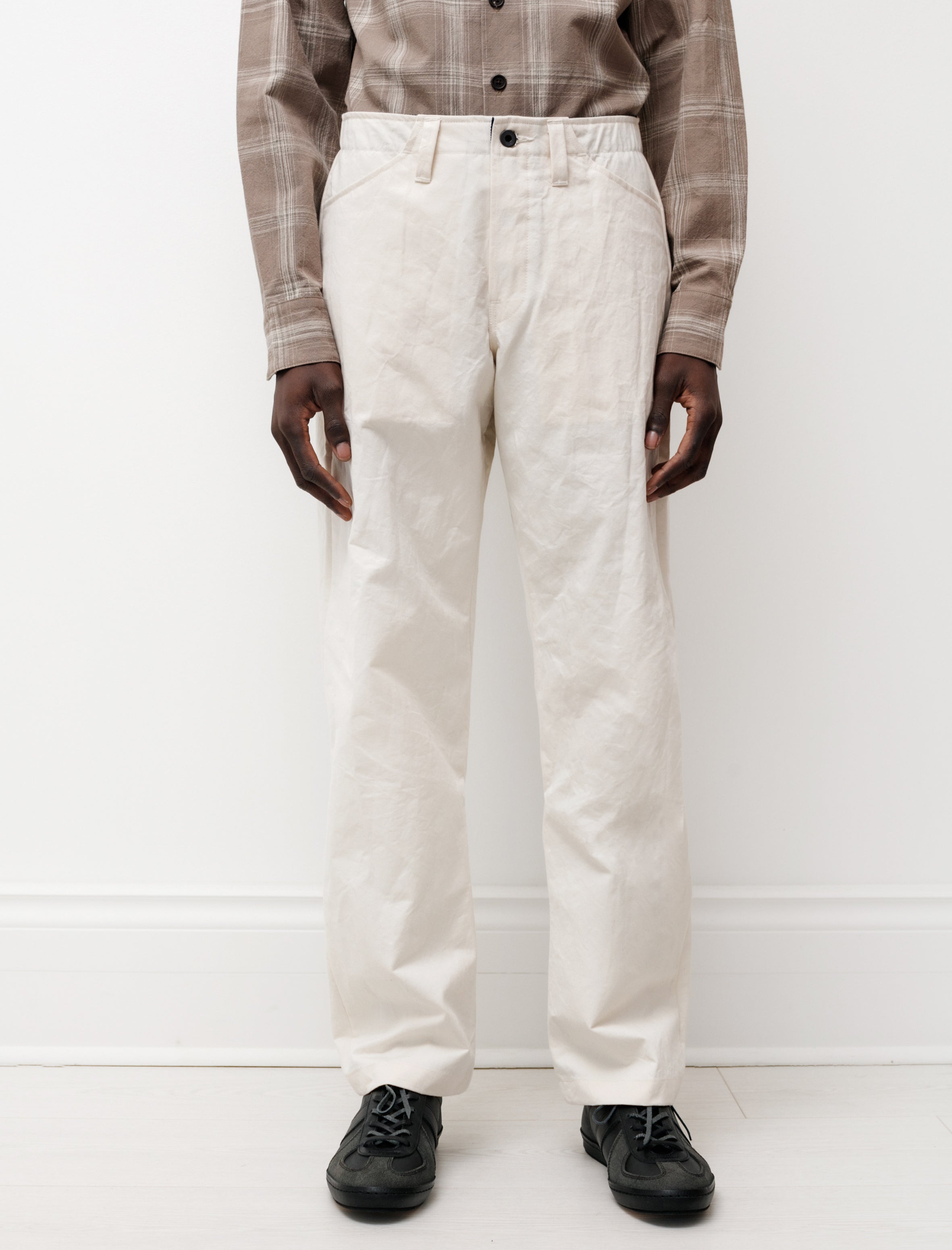 Evan Kinori Four Pocket Pant Washed Cotton Twill Natural