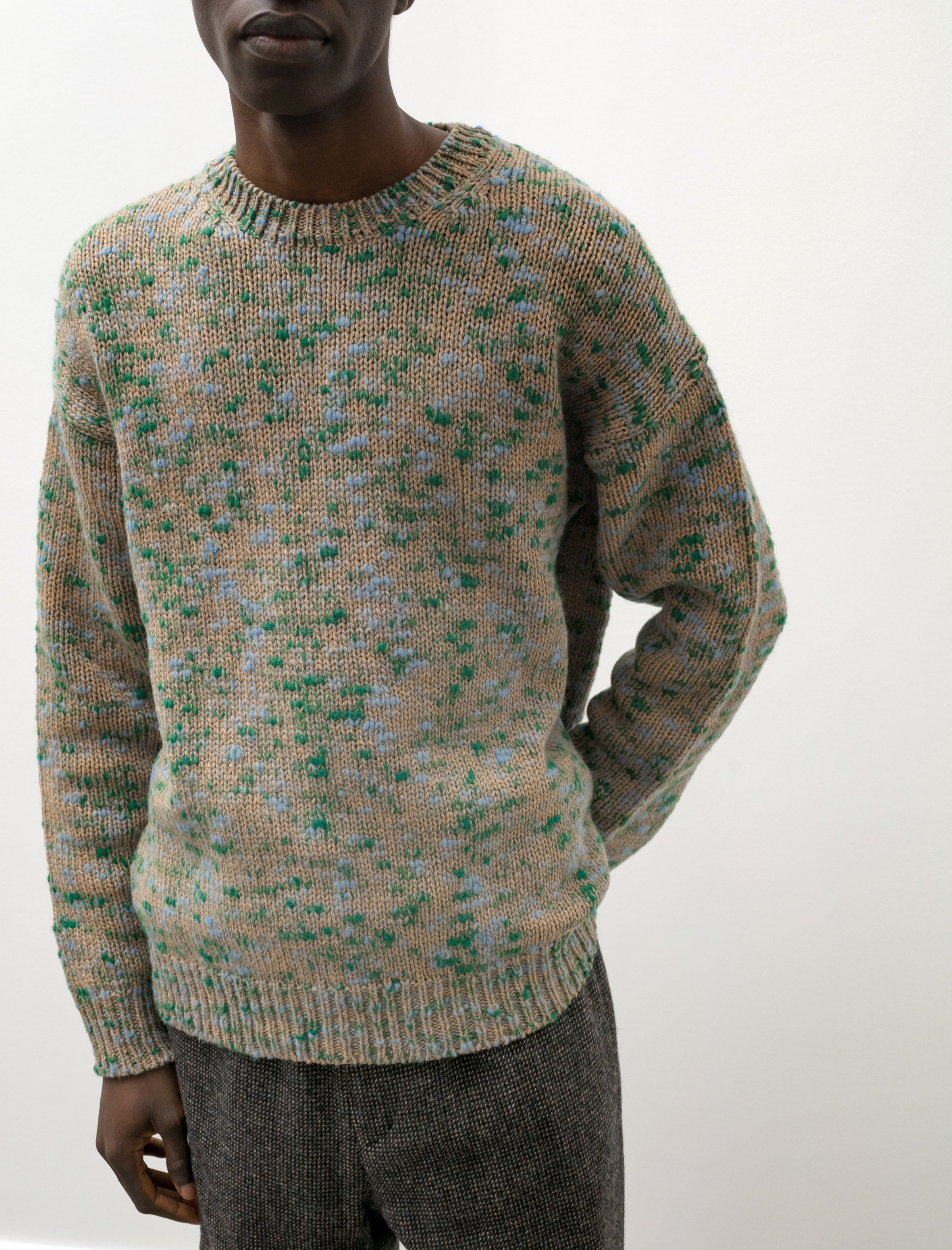 Wool Mix Colour Slub Yarn Knit Sweater